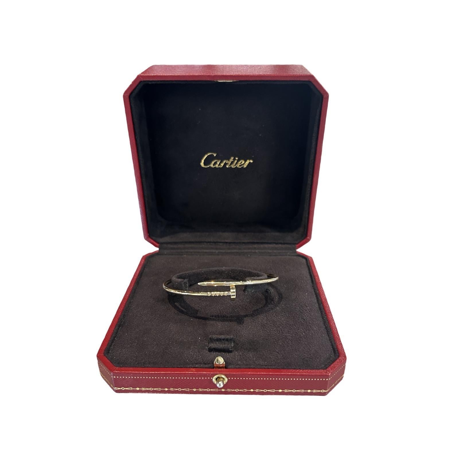 Cartier Juste Clou Thin YG Bracelet Size 18 In Excellent Condition In Miami, FL