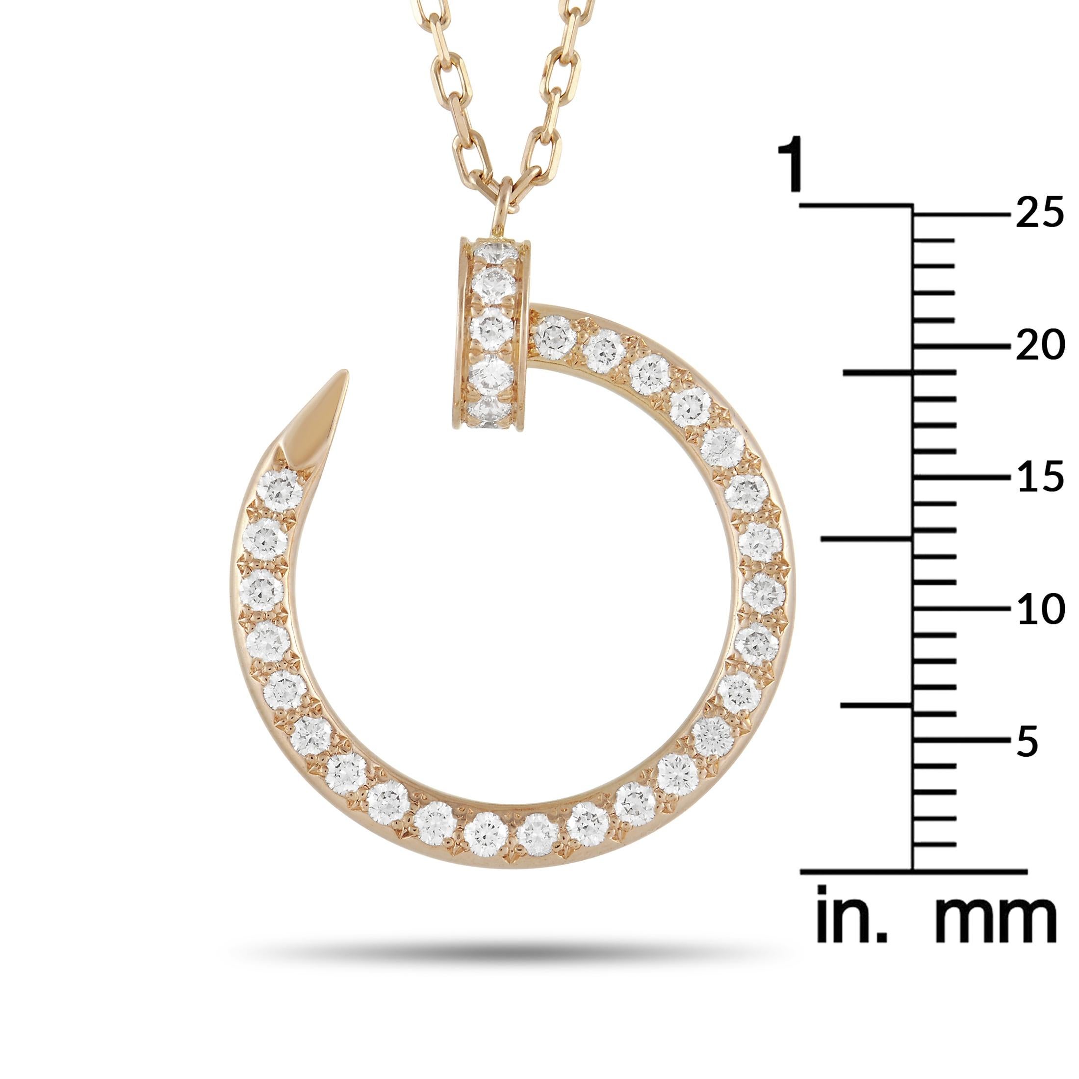 Cartier Juste un Clou 0.38 Ct Diamond 18K Rose Gold Pendant Necklace In Excellent Condition In Southampton, PA