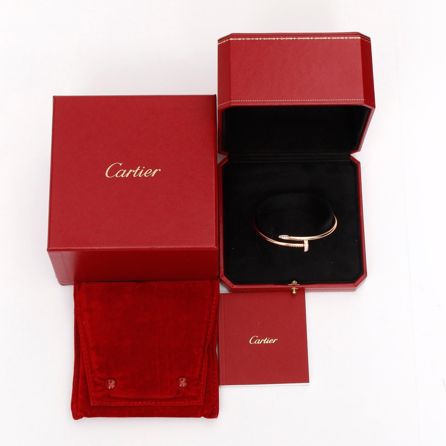 Women's Cartier Juste Un Clou 18 Karat Pink Gold and Pave Diamond Bracelet