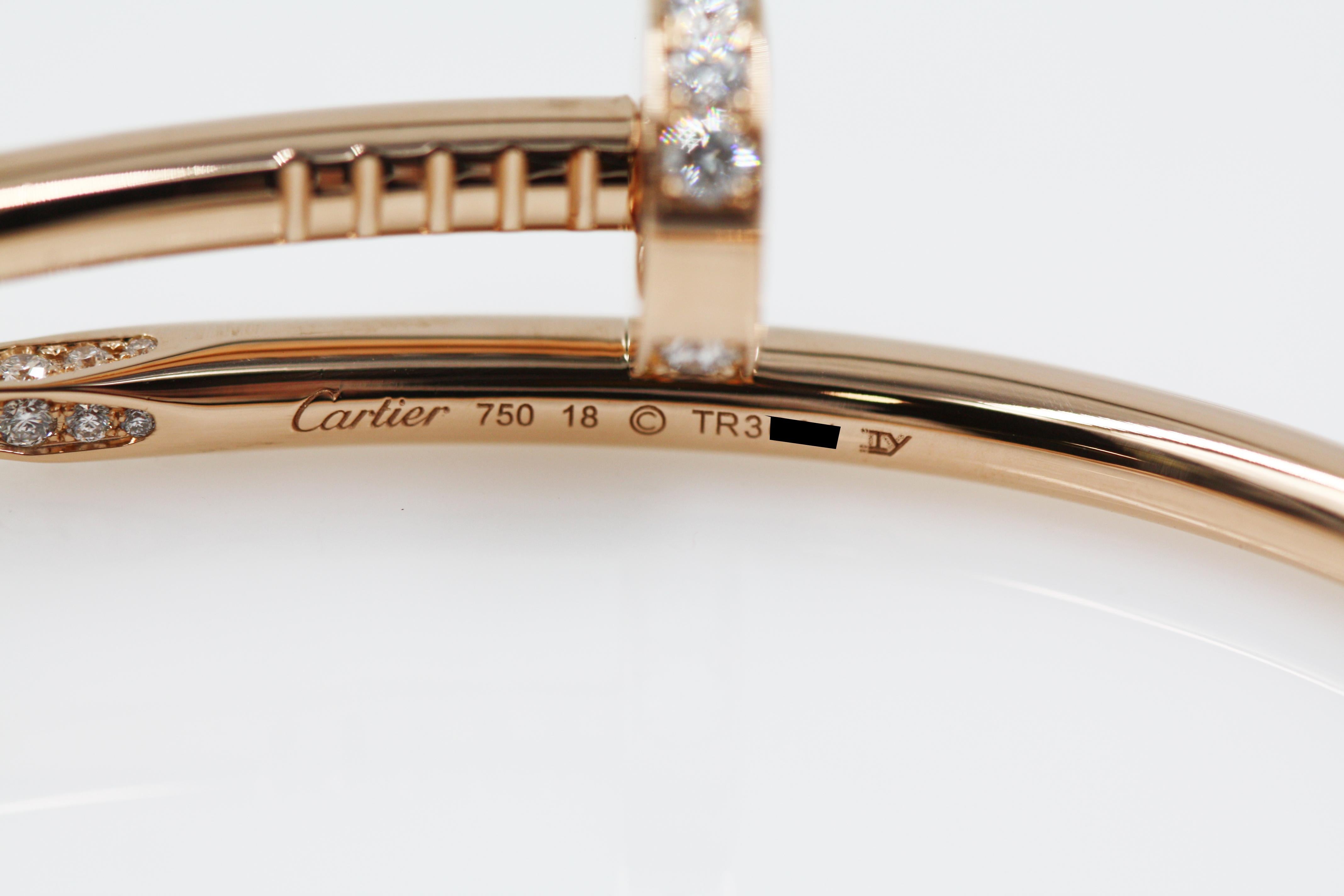 Cartier Juste Un Clou 18 Karat Pink Gold Bracelet with Diamonds For Sale 2