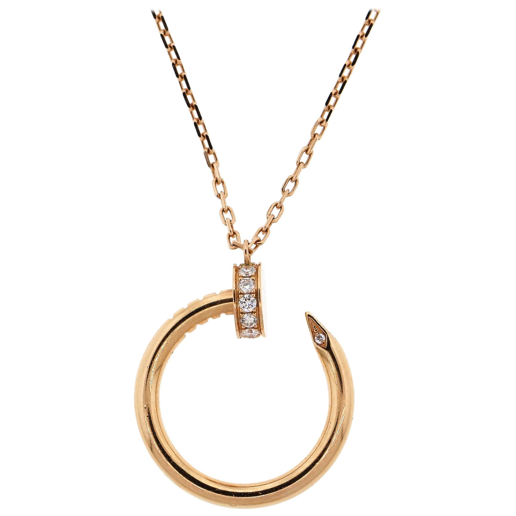Cartier Juste Un Clou 18 Karat Pink Gold Diamond Pendant Necklace