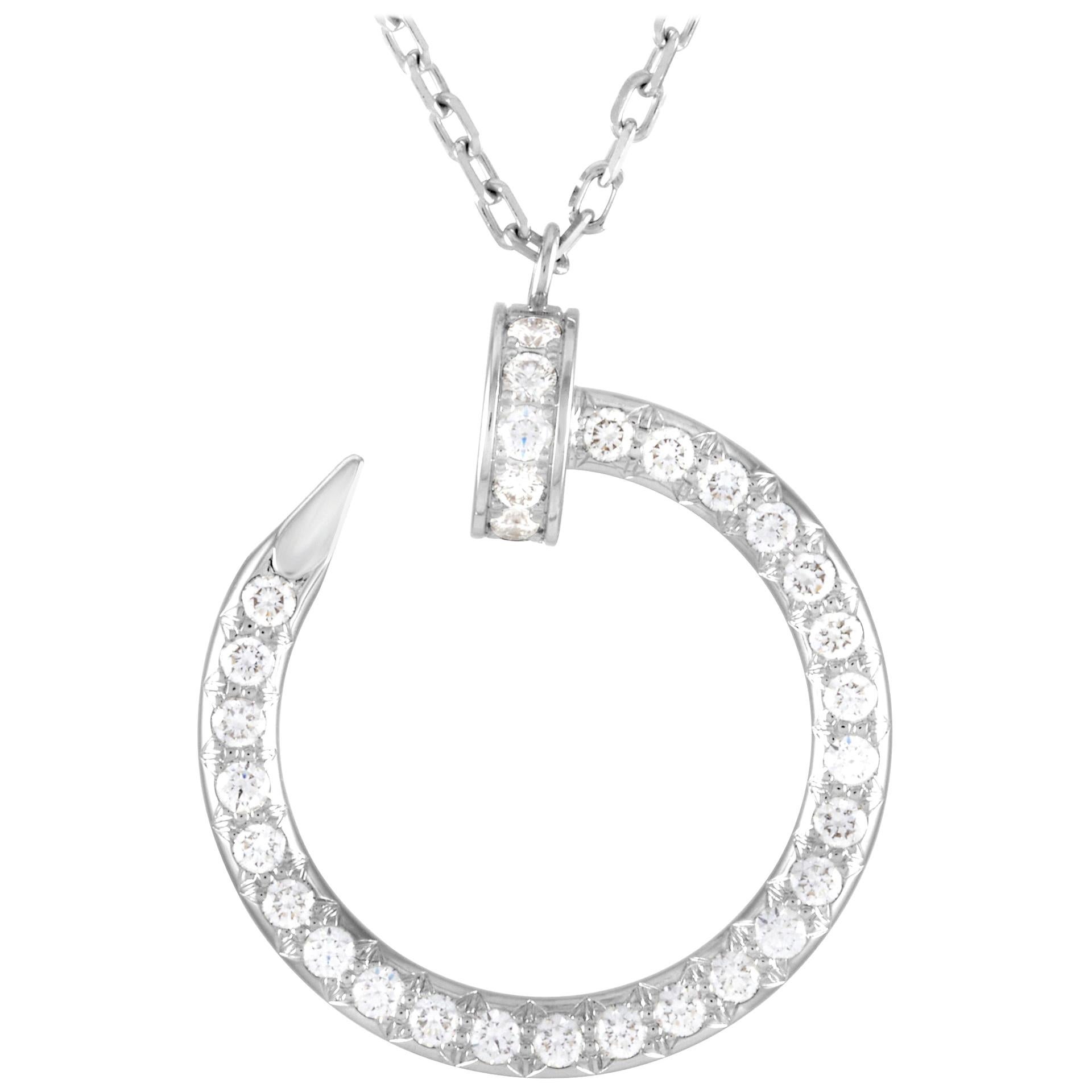 Cartier Juste un Clou 18 Karat White Gold Diamond Pendant Necklace