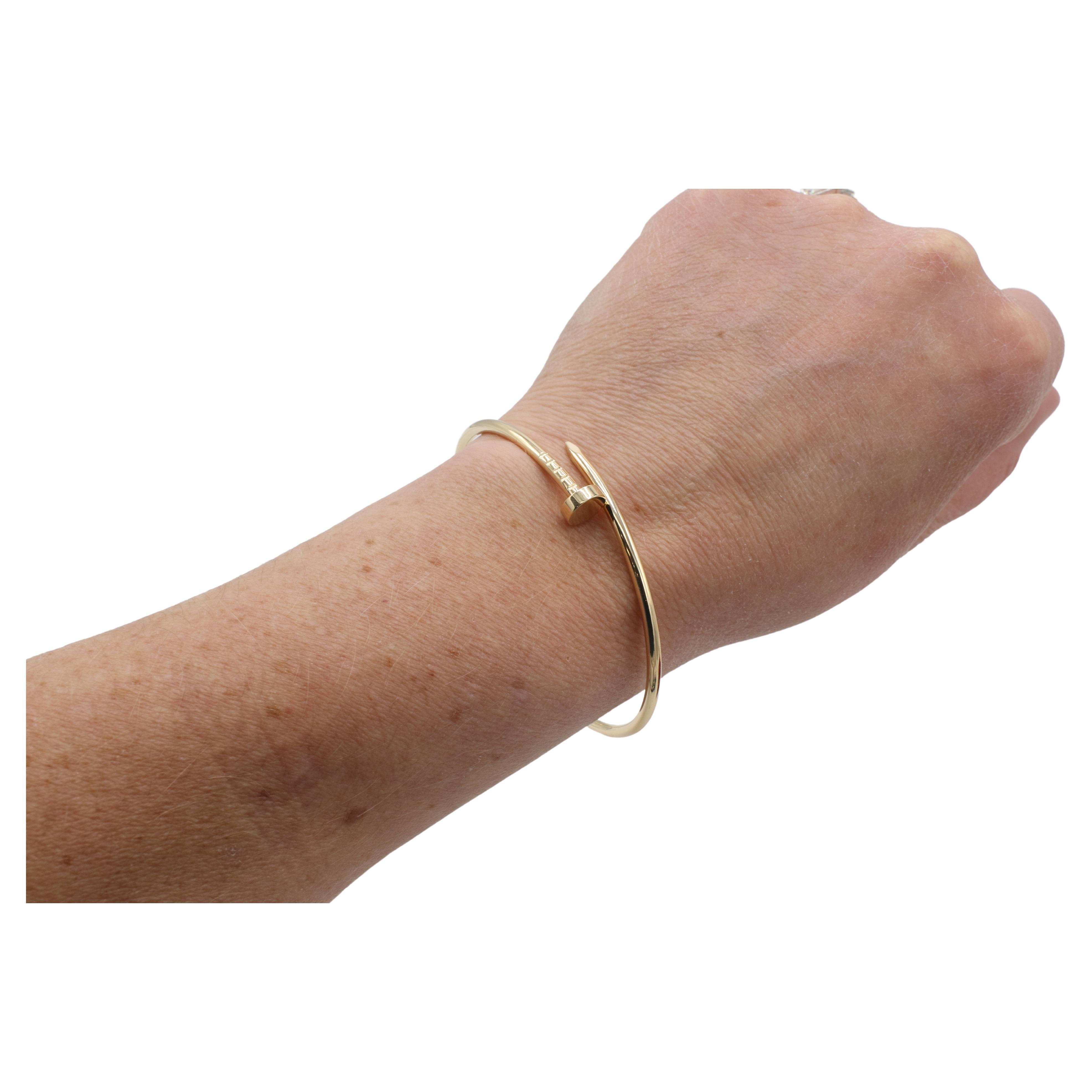 Women's Cartier Juste Un Clou 18 Karat Yellow Gold Nail Bracelet Small Model Size 17