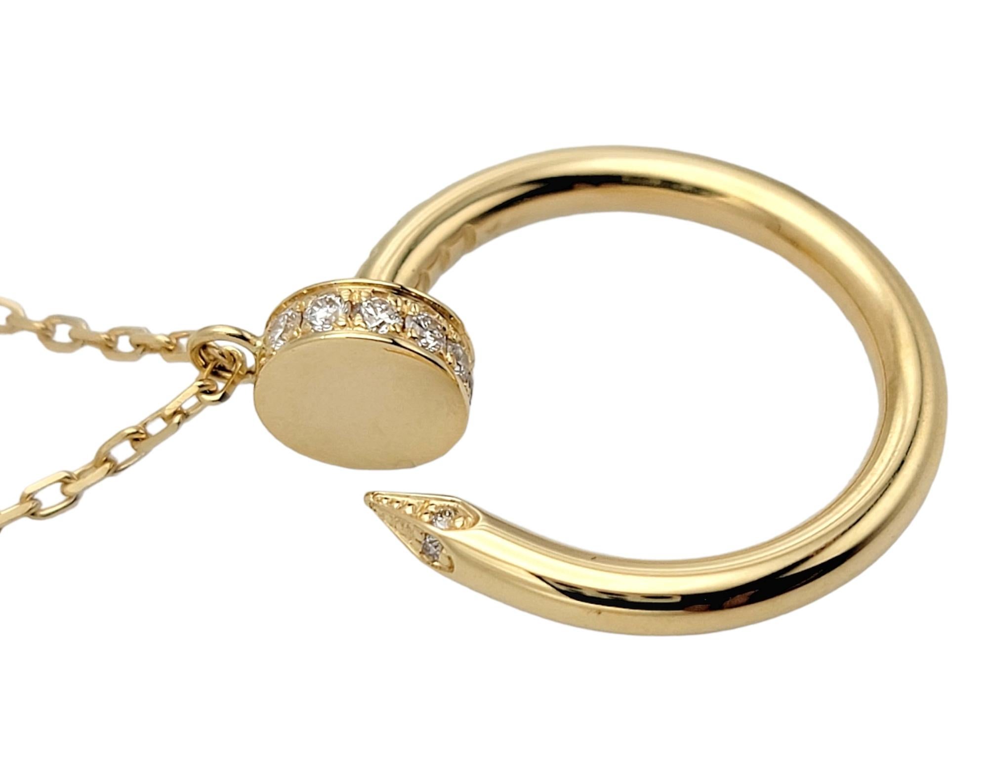 Contemporary Cartier Juste Un Clou 18 Karat Yellow Gold Pendant Necklace with Diamonds 14-16