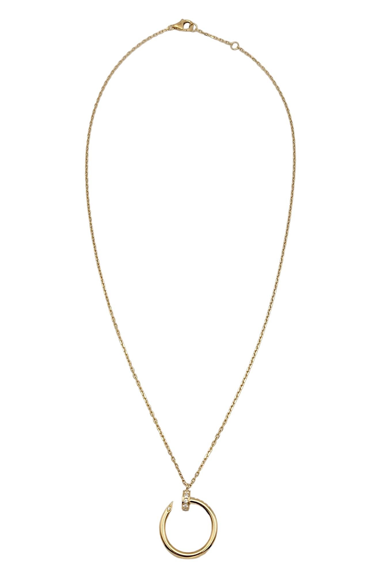 Women's Cartier Juste Un Clou 18 Karat Yellow Gold Pendant Necklace with Diamonds 14-16