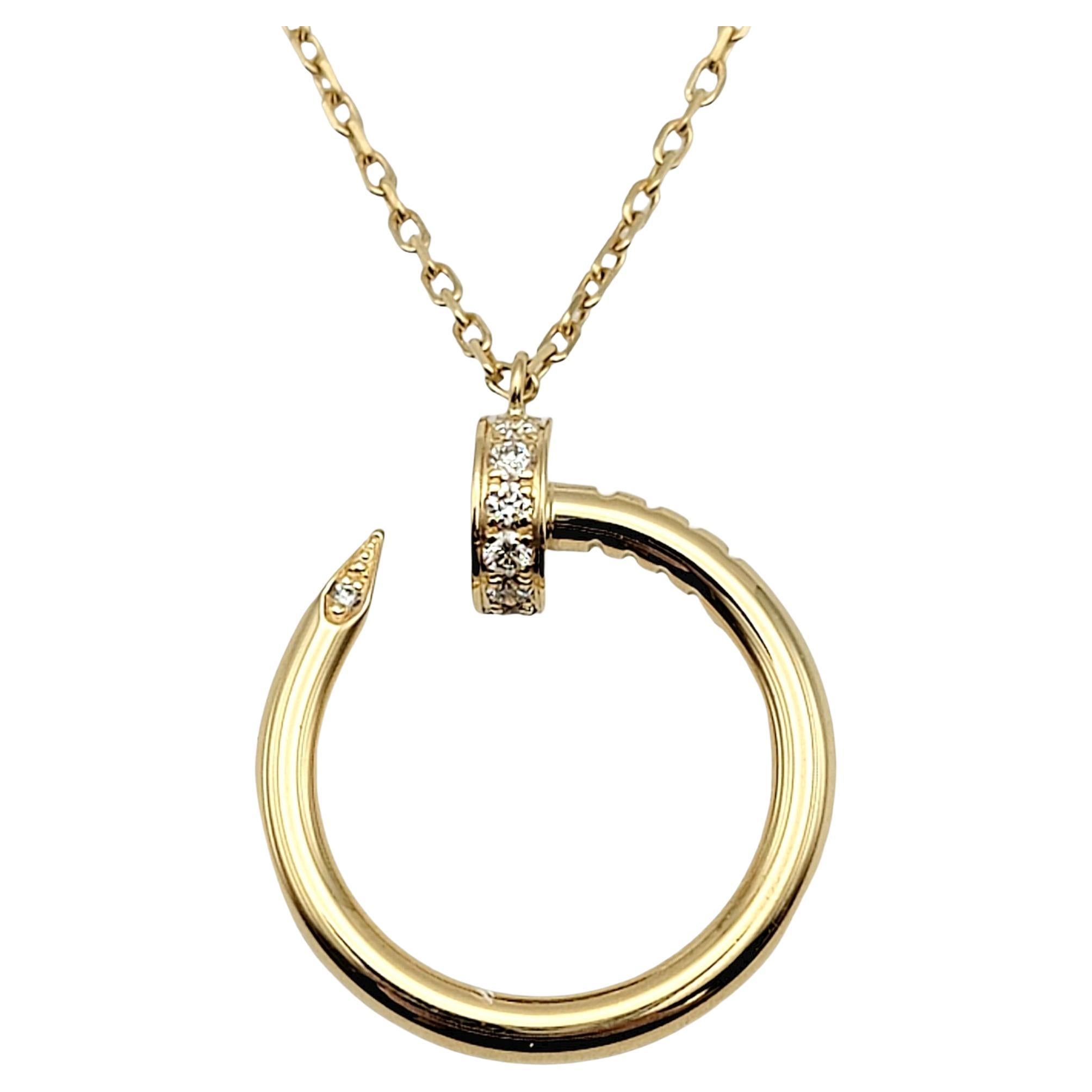 Cartier Juste Un Clou 18 Karat Yellow Gold Pendant Necklace with Diamonds 14-16"