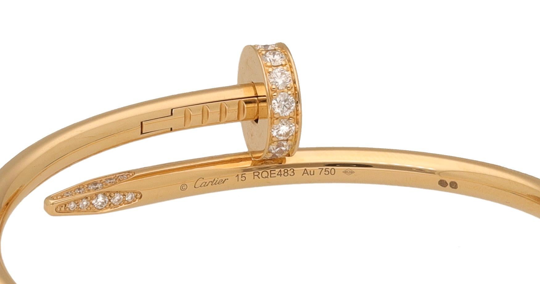 Women's or Men's Cartier Juste Un Clou 18 Kt. yellow Gold Diamond Bracelet
