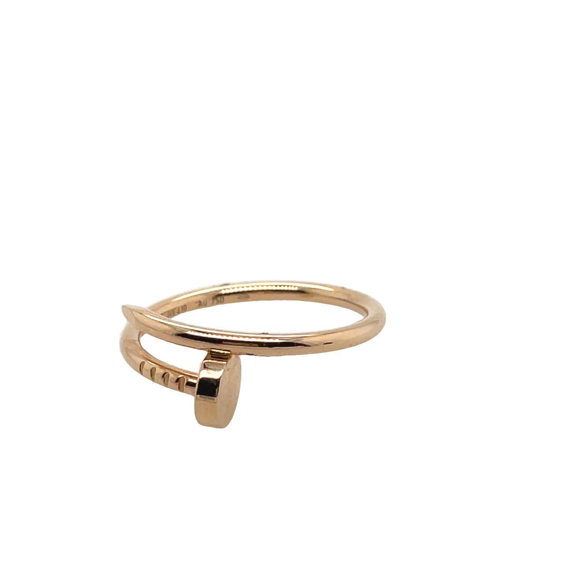 Contemporary Cartier Juste un Clou 18ct rose Gold Ring Small Model Size 55