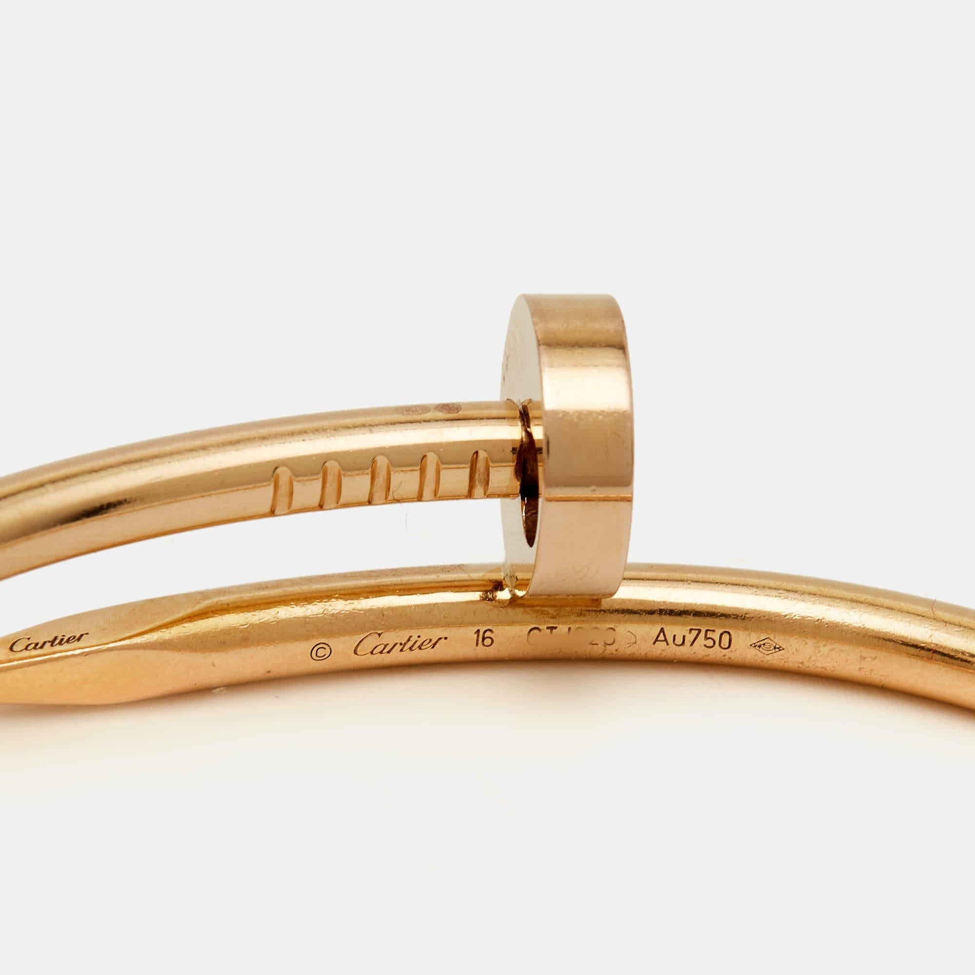 Contemporary Cartier Juste Un Clou 18k Rose Gold Bracelet 16 For Sale