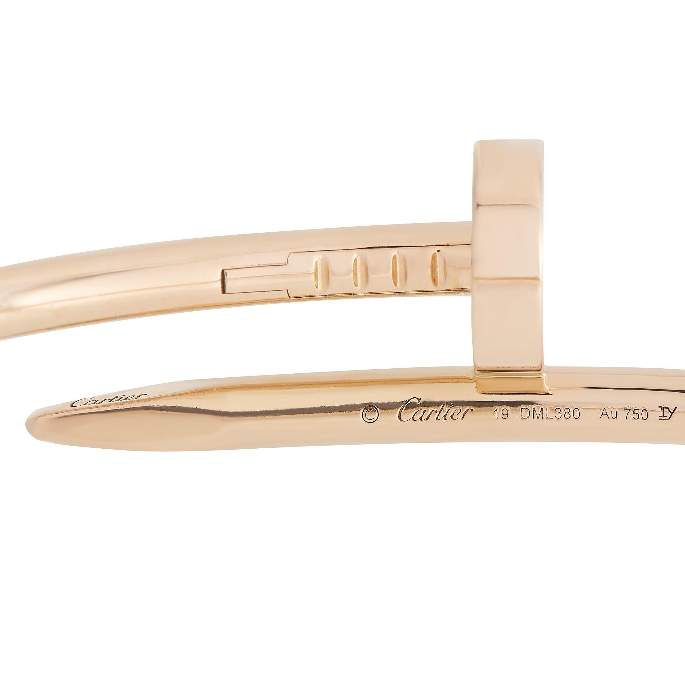 Cartier Juste Un Clou 18K Rose Gold Bracelet In Excellent Condition In Southampton, PA