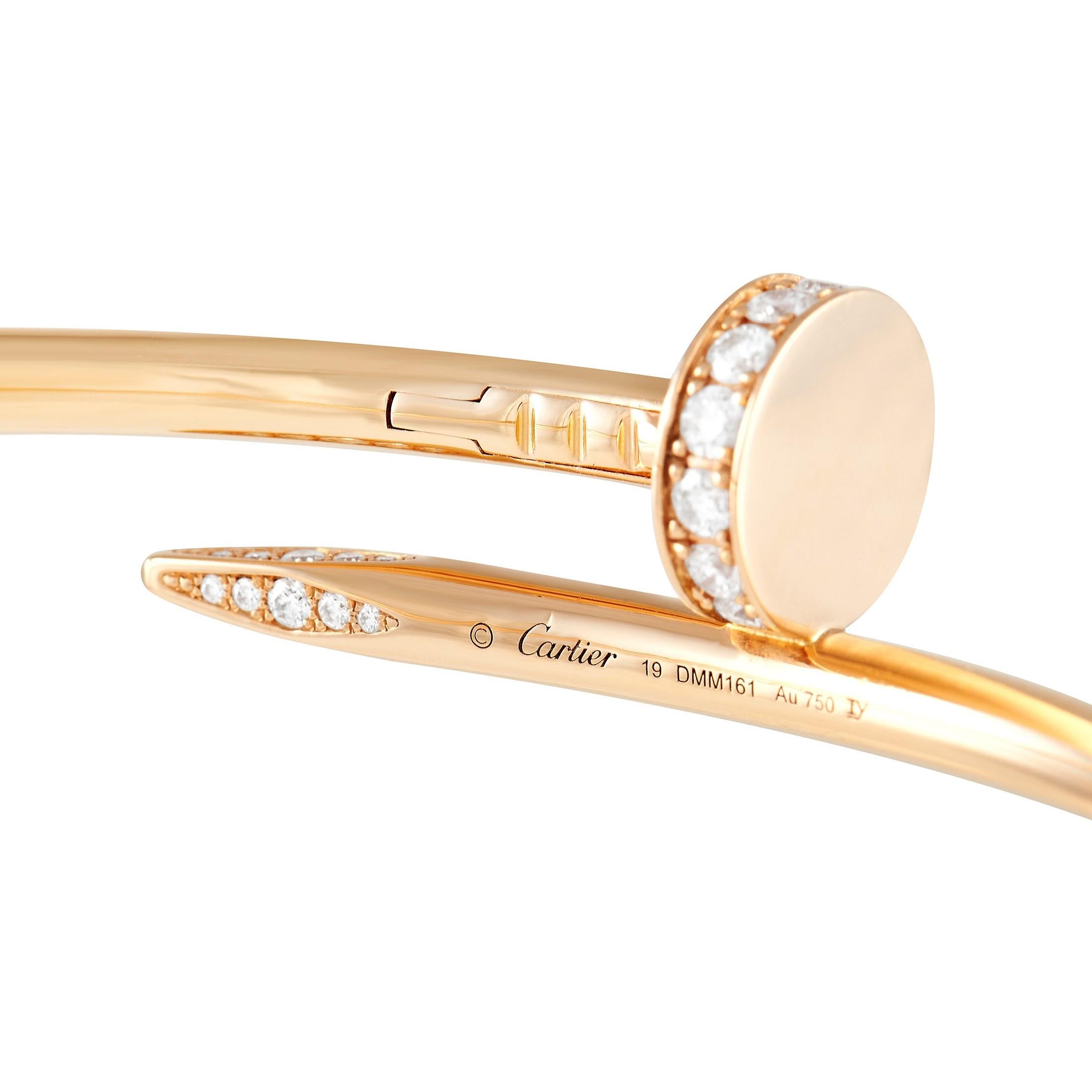 Cartier Juste un Clou 18 Karat Roségold Diamantarmband (Rundschliff)