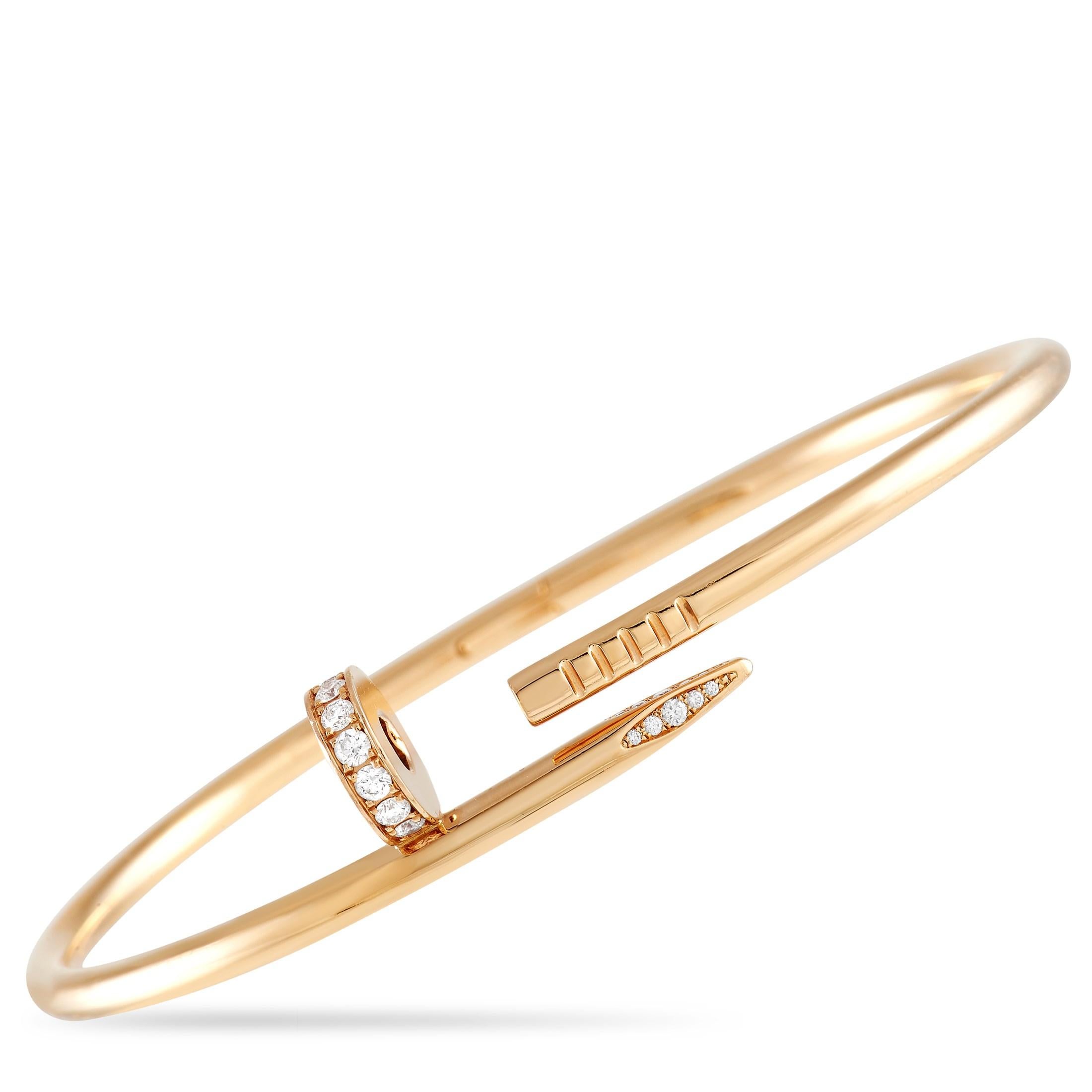 Cartier Juste un Clou 18 Karat Roségold Diamantarmband im Zustand „Hervorragend“ in Southampton, PA