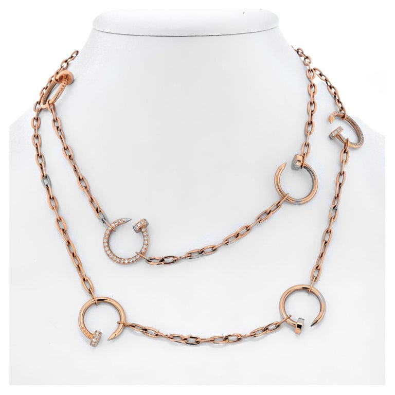 Cartier Juste Un Clou 18K Rose Gold Diamond Chain Necklace For