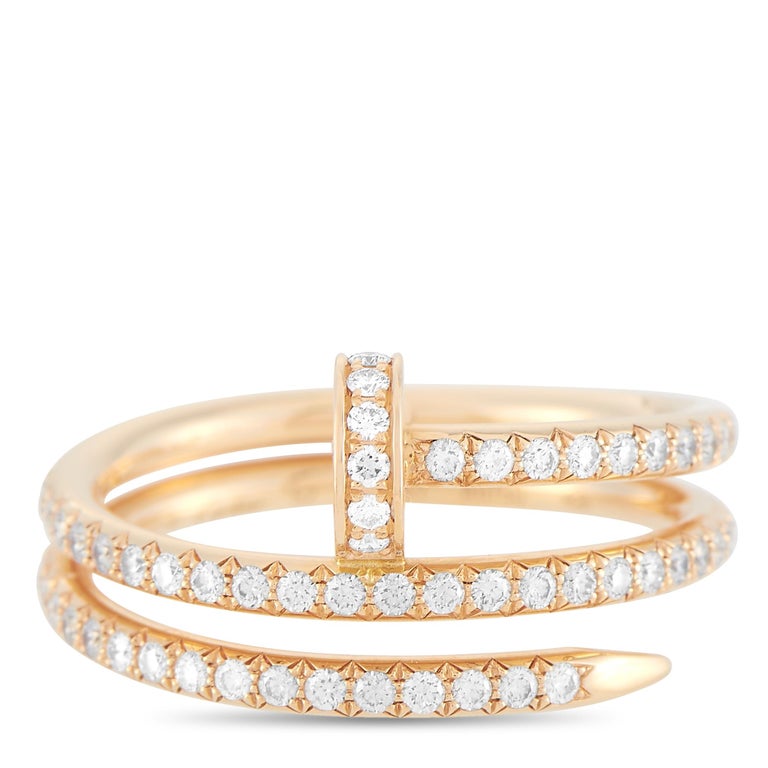 Cartier Juste Un Clou 18K Rose Gold Diamond Ring at 1stDibs