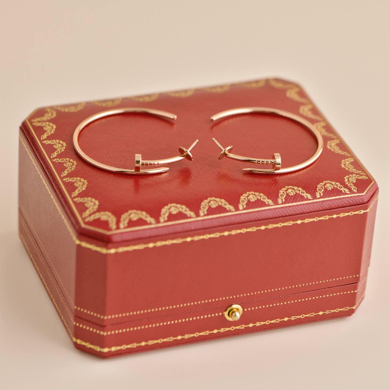 Cartier Juste un Clou 18K Rose Gold Hoop Large Model Earrings For Sale 1