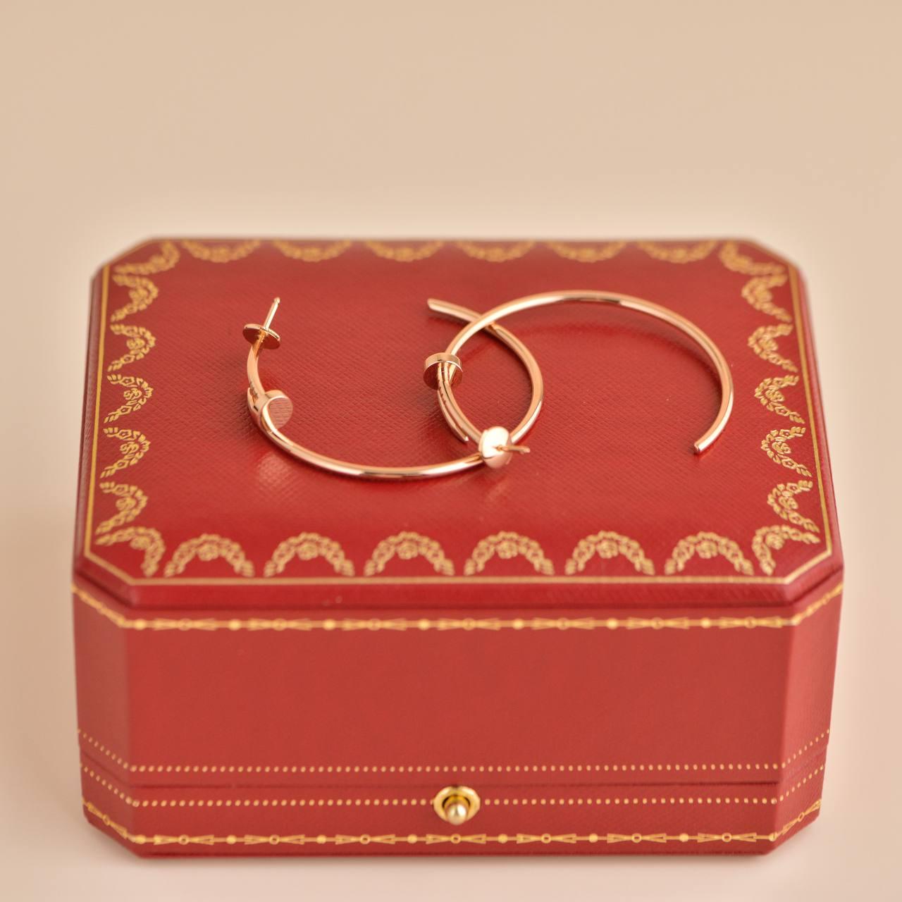 Cartier Juste un Clou 18K Rose Gold Hoop Large Model Earrings For Sale 2