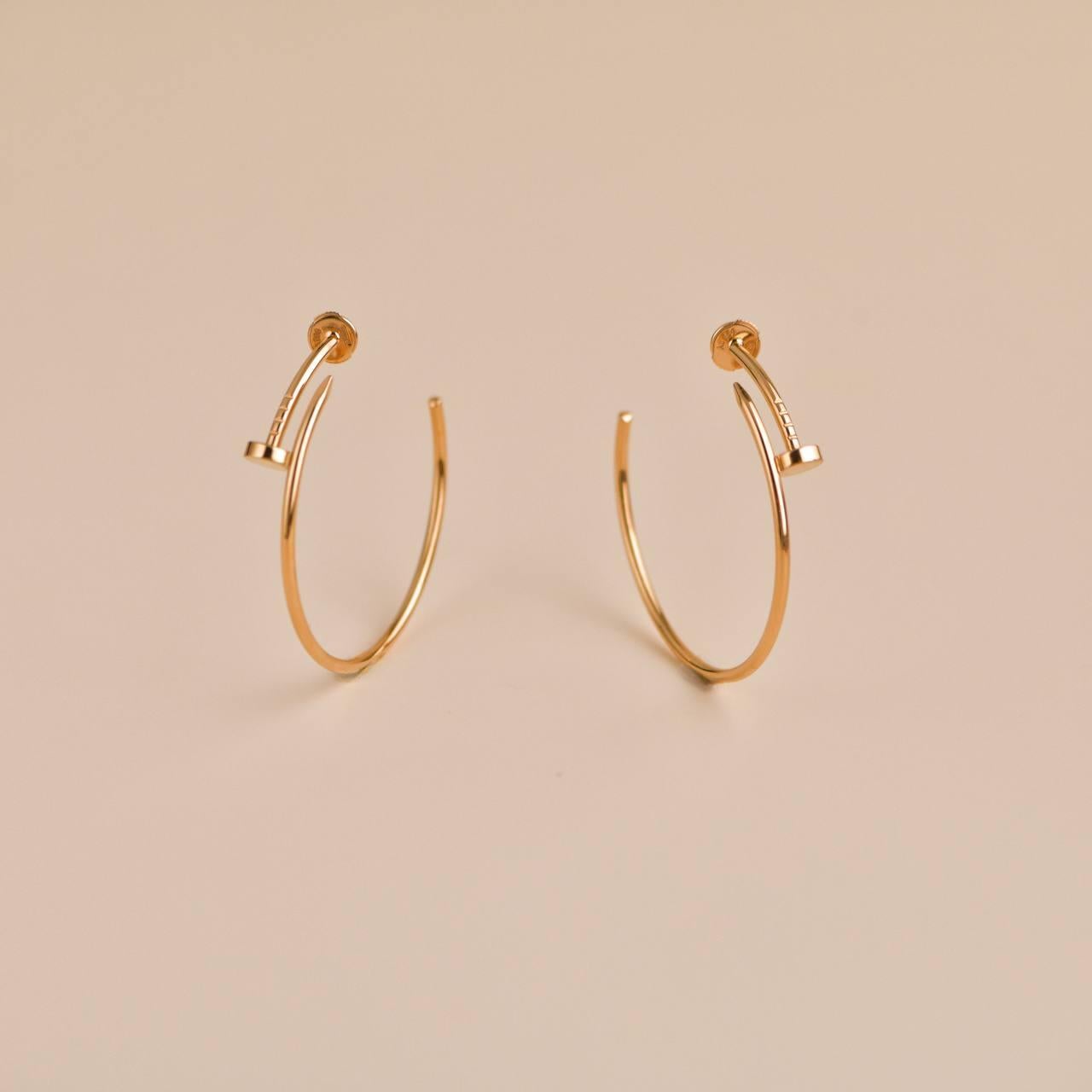 Cartier Juste un Clou Créoles en or rose 18 carats grand modèle en vente 1