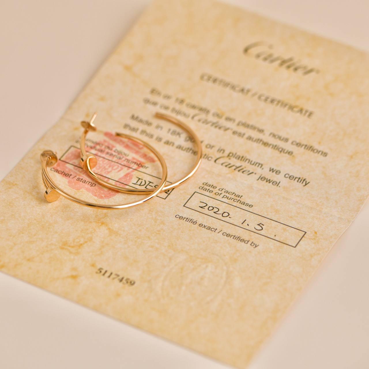 Women's or Men's Cartier Juste un Clou 18K Rose Gold Hoop Large Model Earrings For Sale
