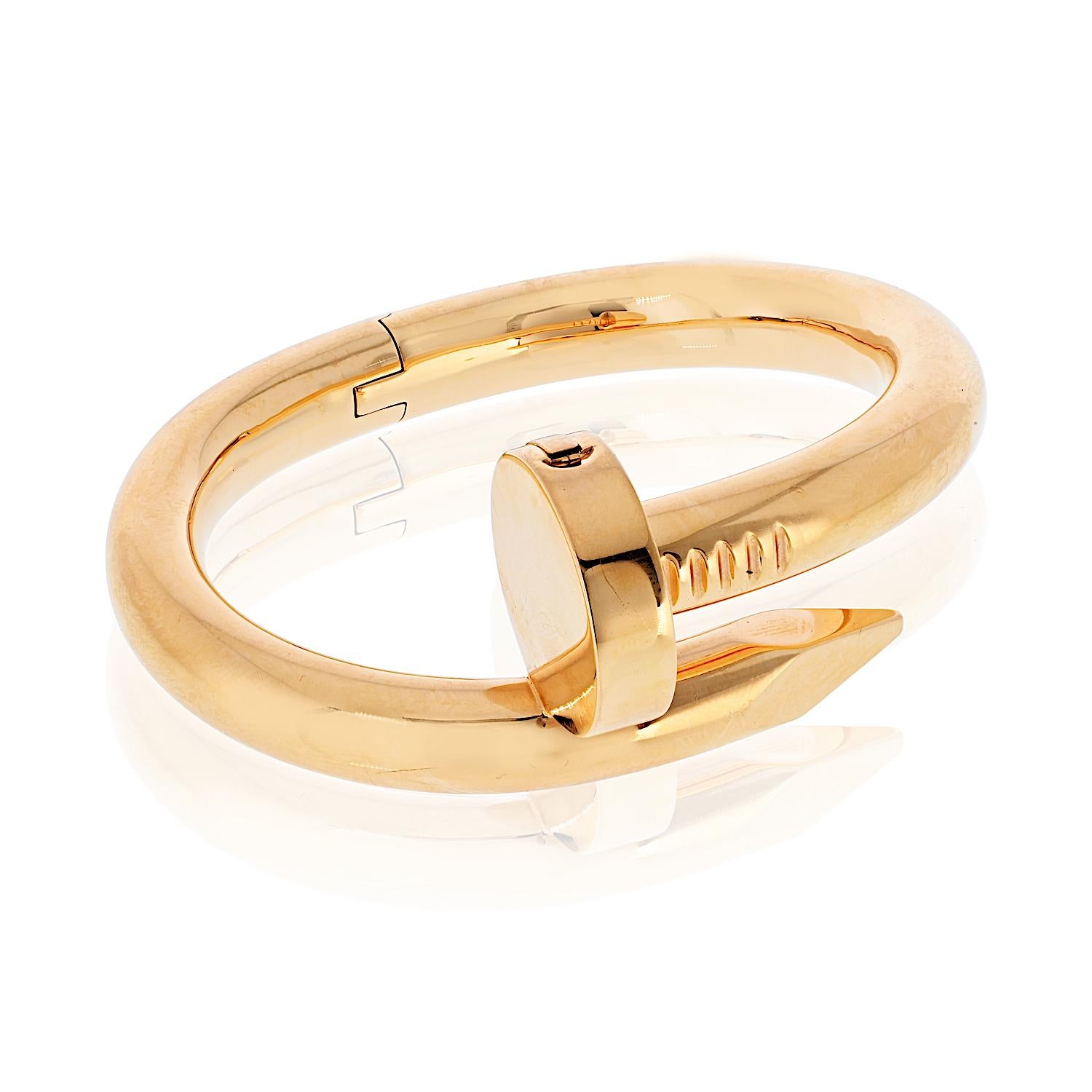 This Cartier Juste un Clou bracelet in 18K rose gold is the striking Jumbo edition of one of Cartier’s most daring and modern designs. 

Crafted circa 2017, it transforms a simple nail into a bold statement of elegance and rebellion — a reflection