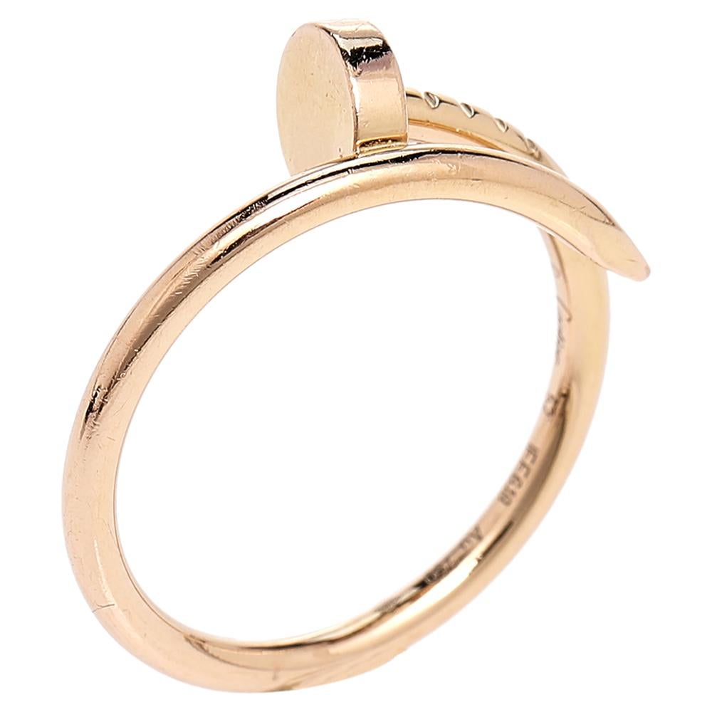 Cartier Juste un Clou 18k Rose Gold SM Ring Size 52 In Fair Condition In Dubai, Al Qouz 2