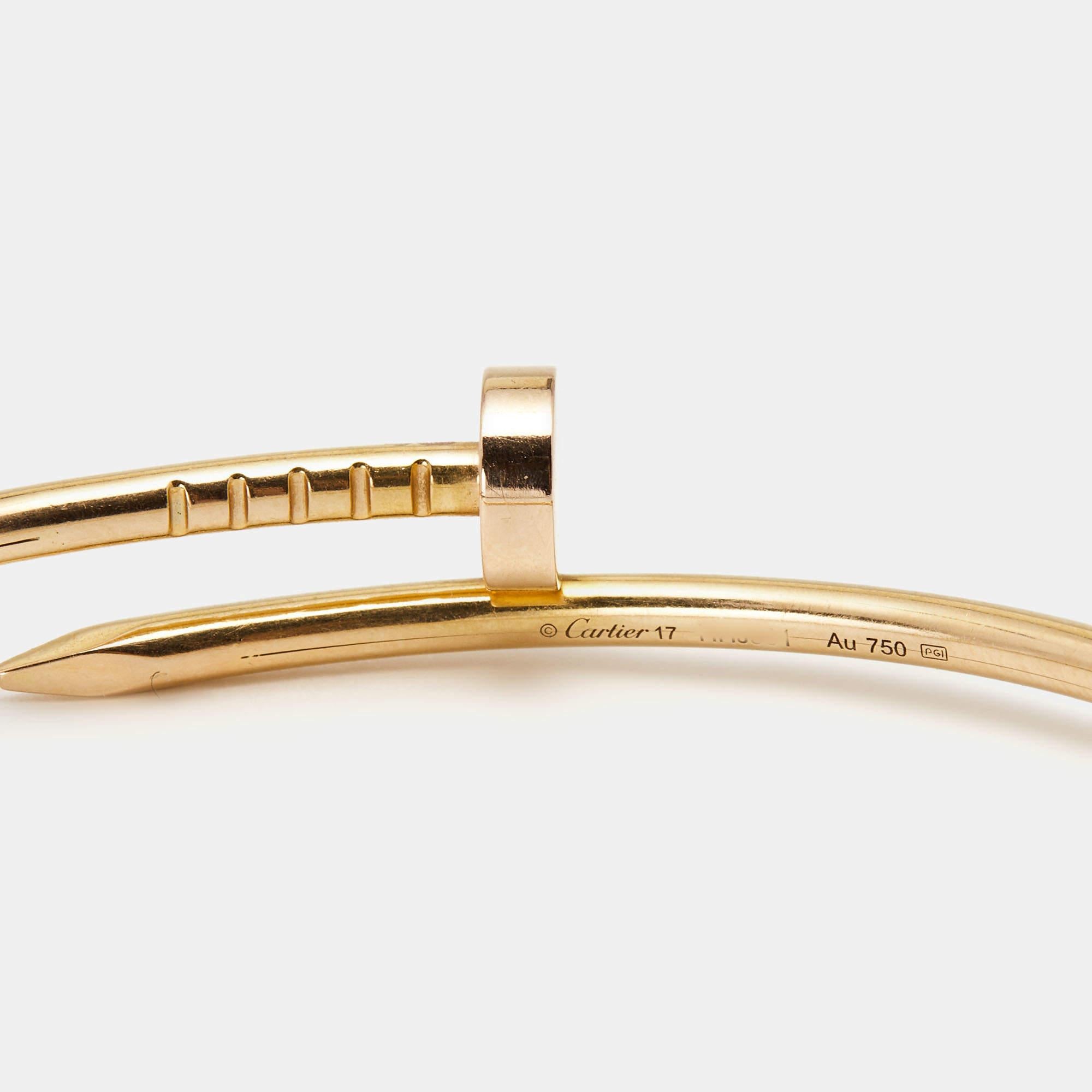 Cartier Juste Un Clou 18k Rose Gold Small Model Bracelet 17 In Good Condition In Dubai, Al Qouz 2