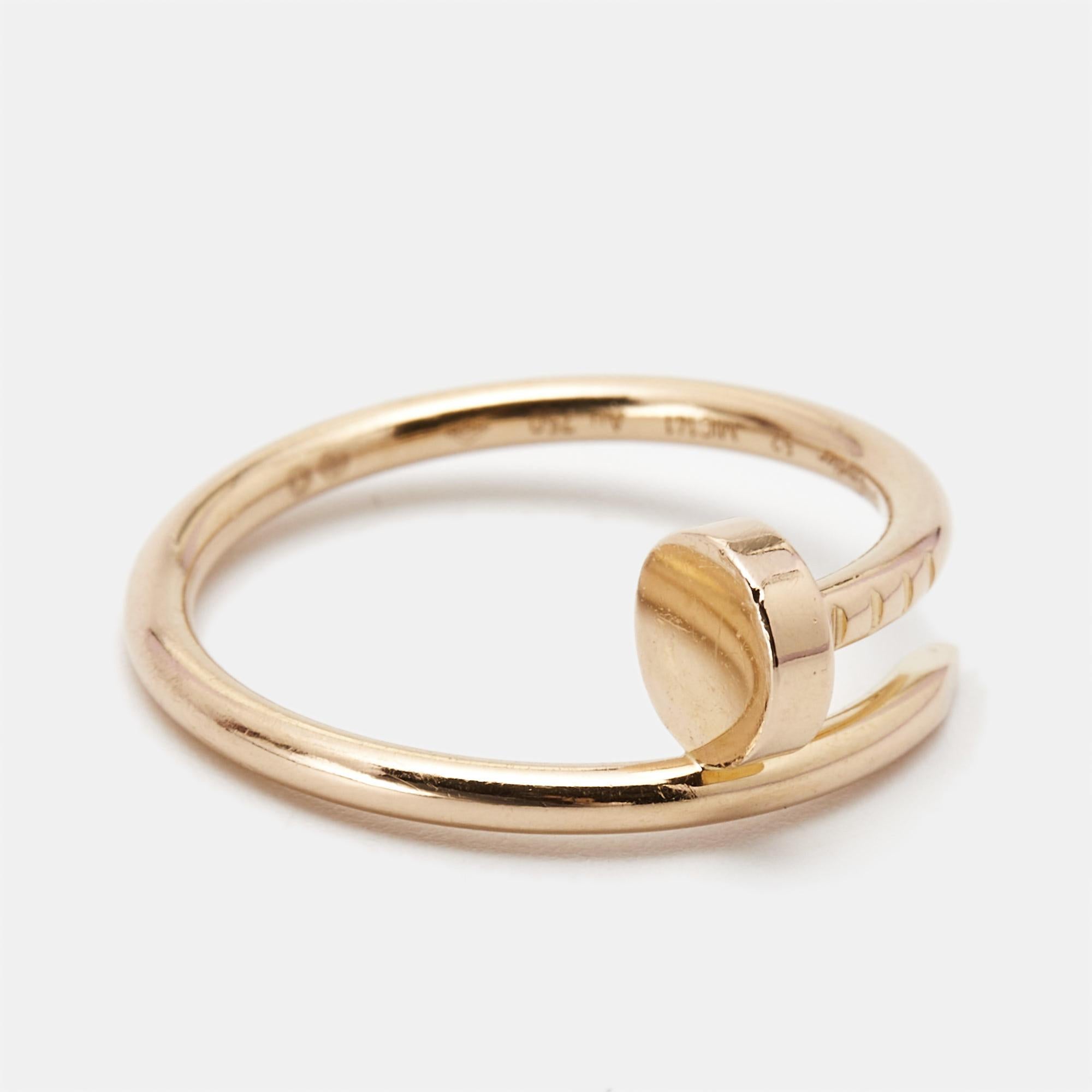 Contemporary Cartier Juste Un Clou 18k Rose Gold Small Model Ring Size 52 For Sale