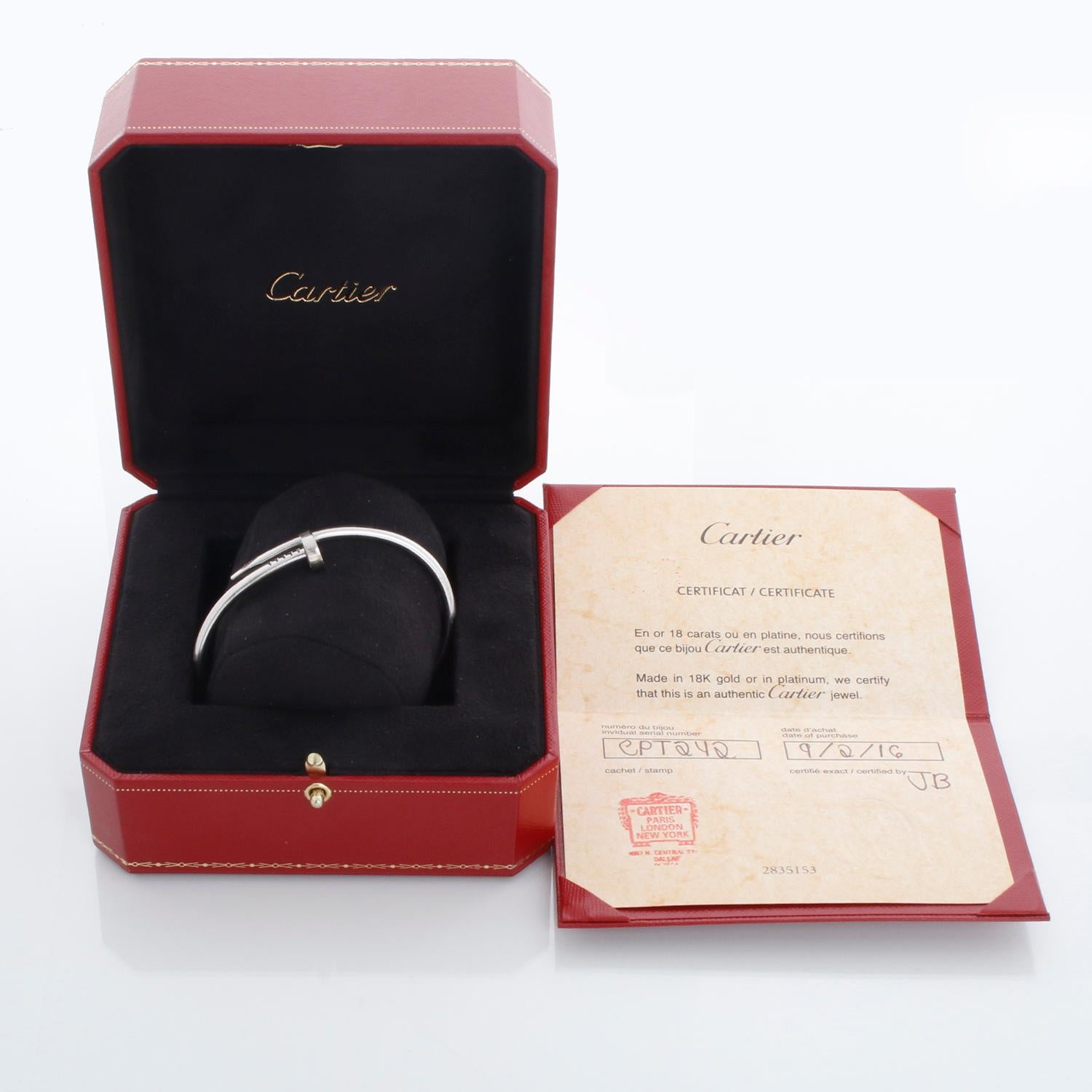 De las mujeres Cartier Juste un Clou 18k White Gold Bracelet Size 19 Ref. CRB6048319 en venta