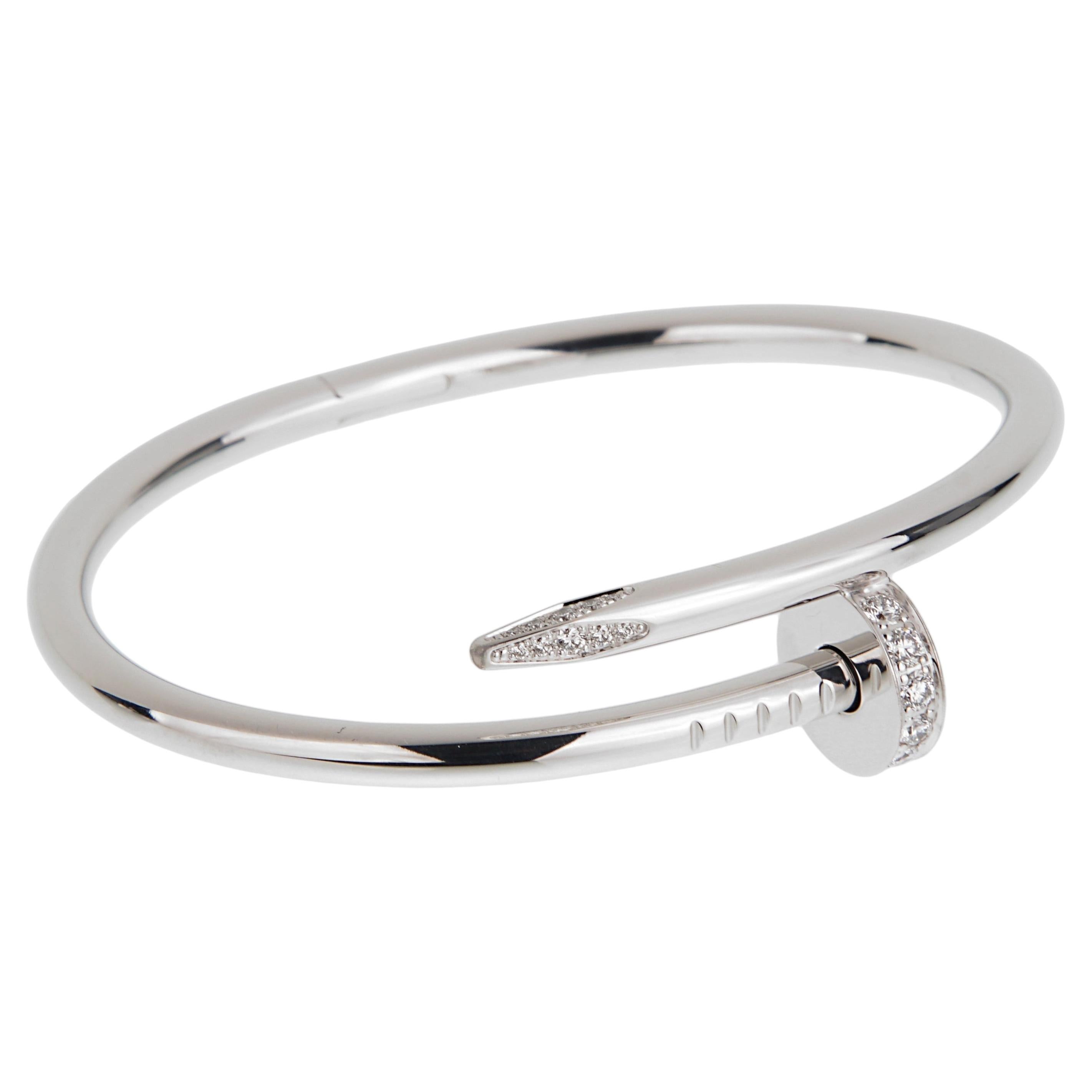 Cartier Juste un Clou 18K Weißgold Klassisches Armband mit Diamanten, Größe 15 im Angebot