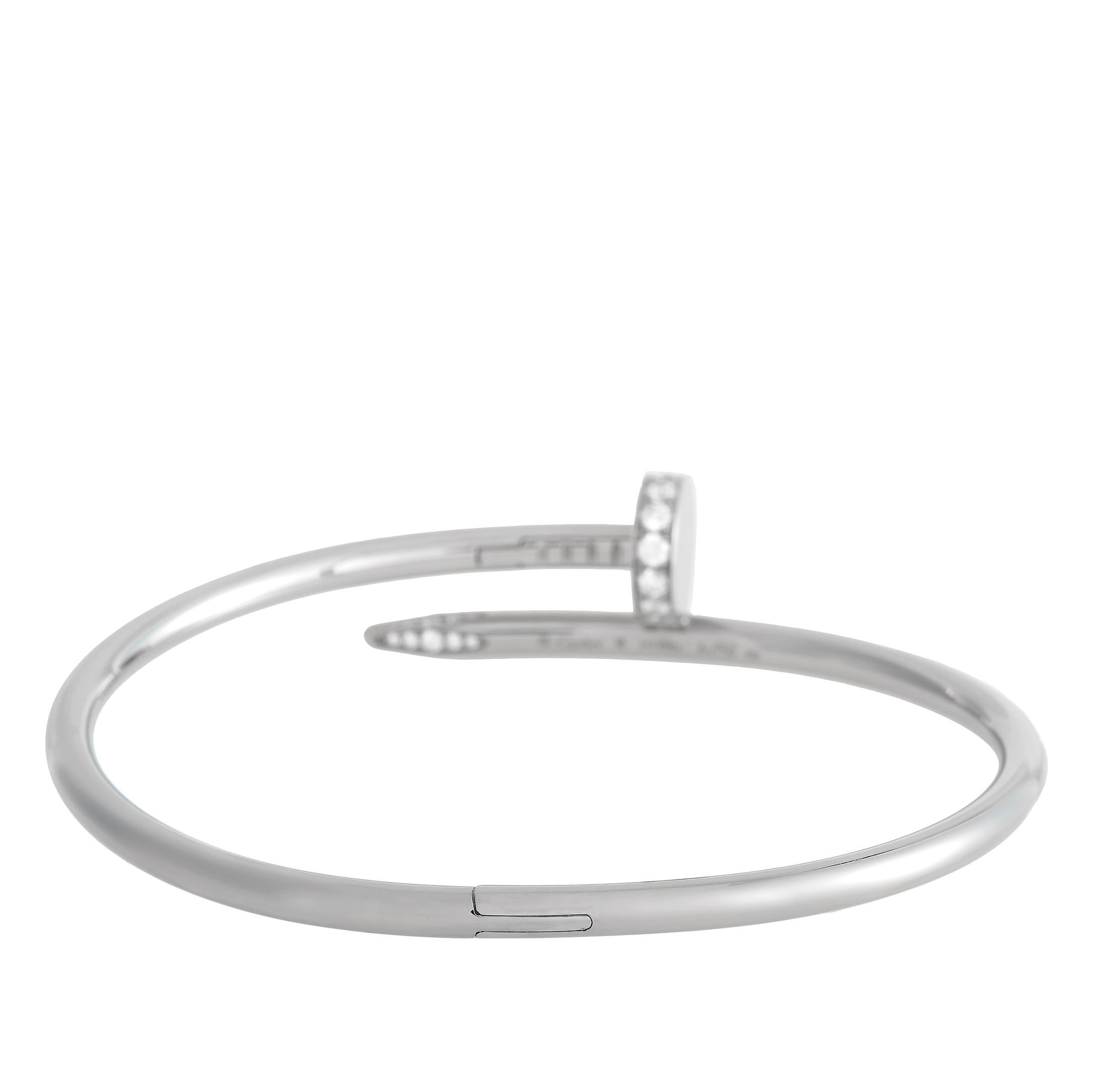 Cartier Juste Un Clou Armreif aus 18 Karat Weißgold mit Diamanten (Rundschliff)