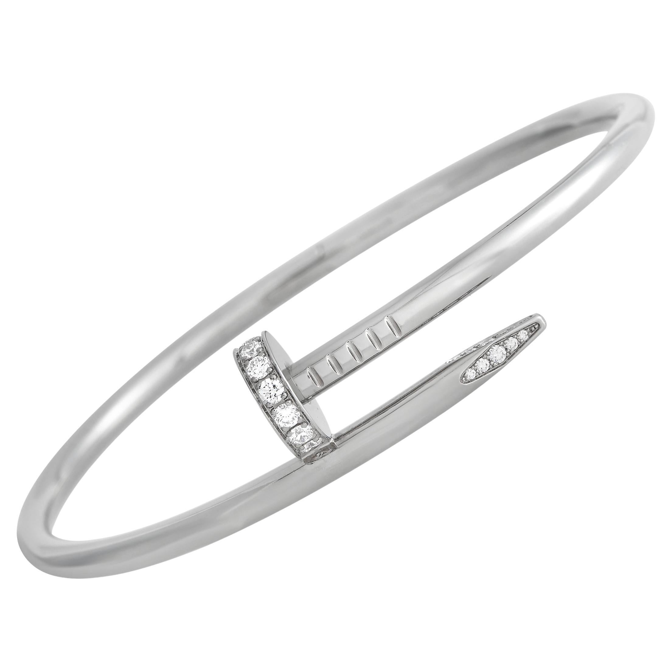 Cartier Juste Un Clou 18K White Gold Diamond Bangle Bracelet