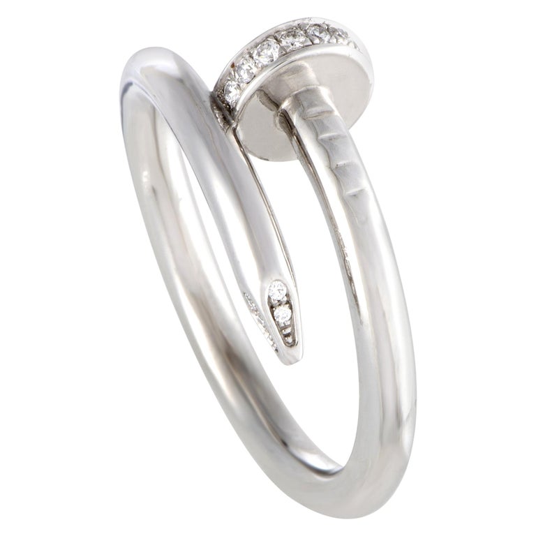 Cartier Juste un Clou 18 Karat White Gold Diamond Nail Ring at 1stDibs