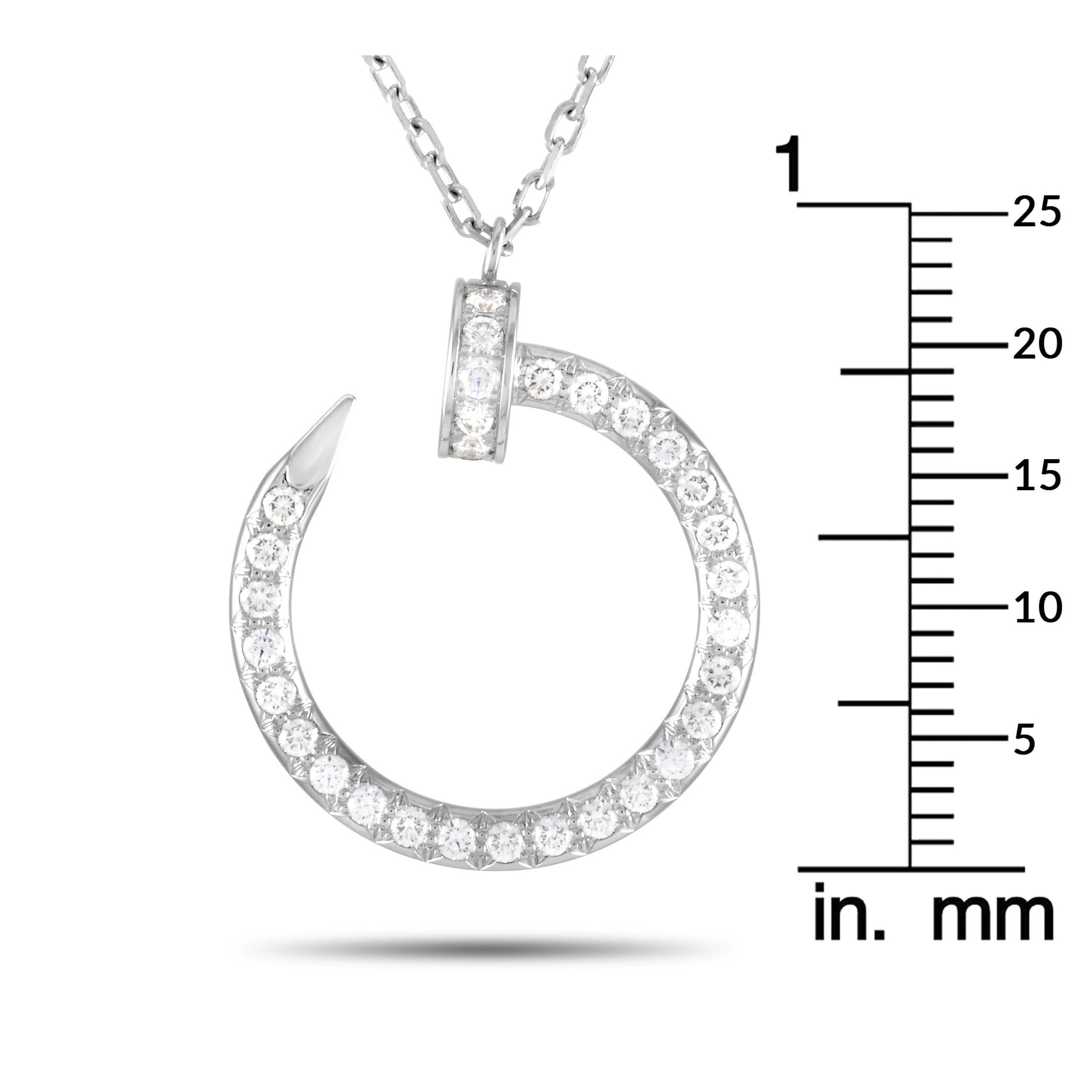 Round Cut Cartier Juste un Clou 18 Karat White Gold Diamond Pendant Necklace
