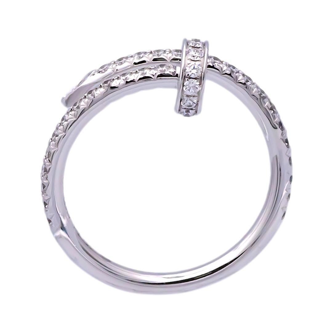 Modern Cartier Juste Un Clou 18K White Gold Pave Diamond Ring Size EU48/US4.5