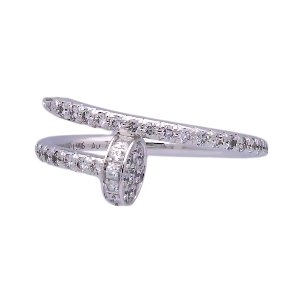 Brilliant Cut Cartier Juste Un Clou 18K White Gold Pave Diamond Ring Size EU48/US4.5