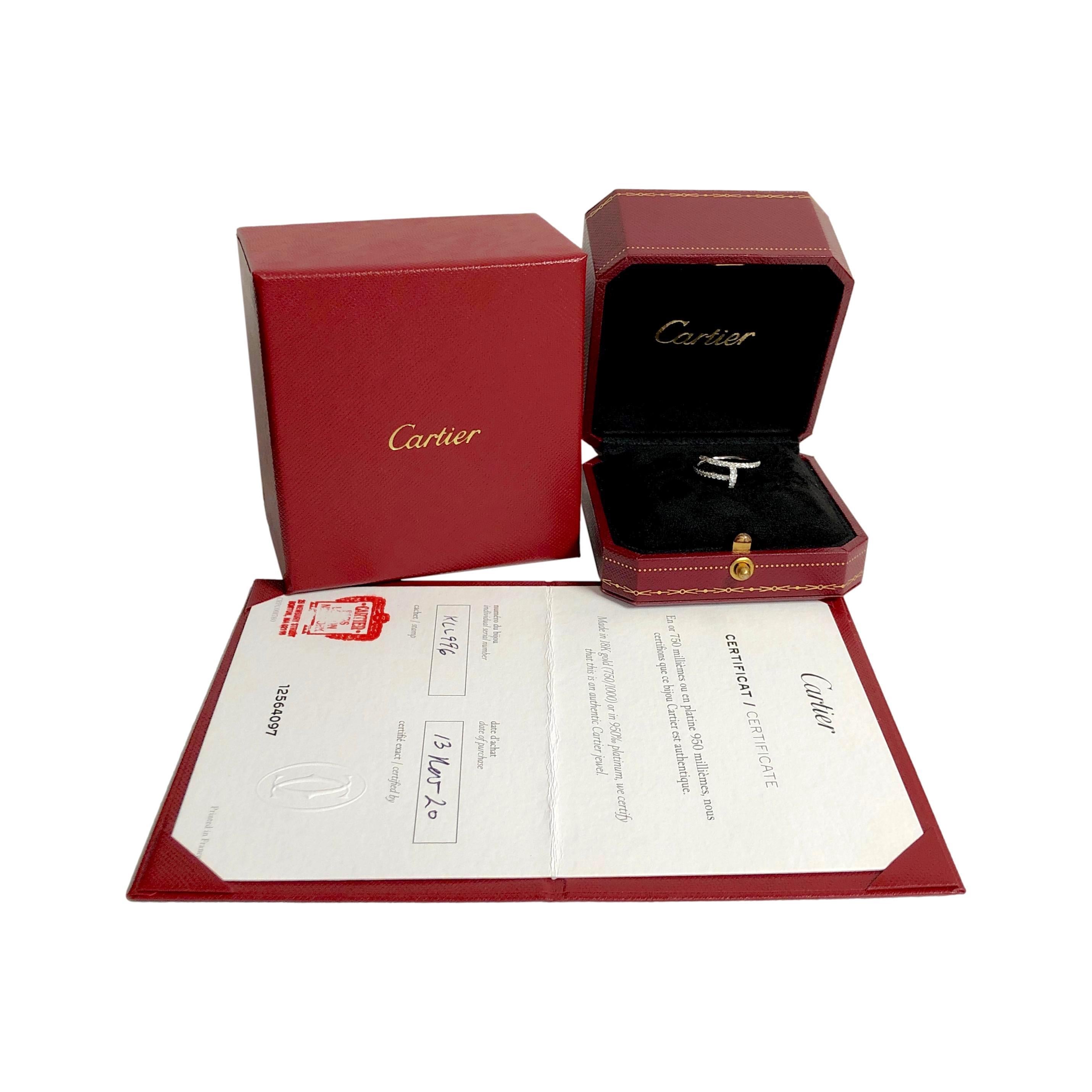 Bague Cartier Juste Un Clou en or blanc 18 carats pavé de diamants taille EU48/US4,5 en vente 5
