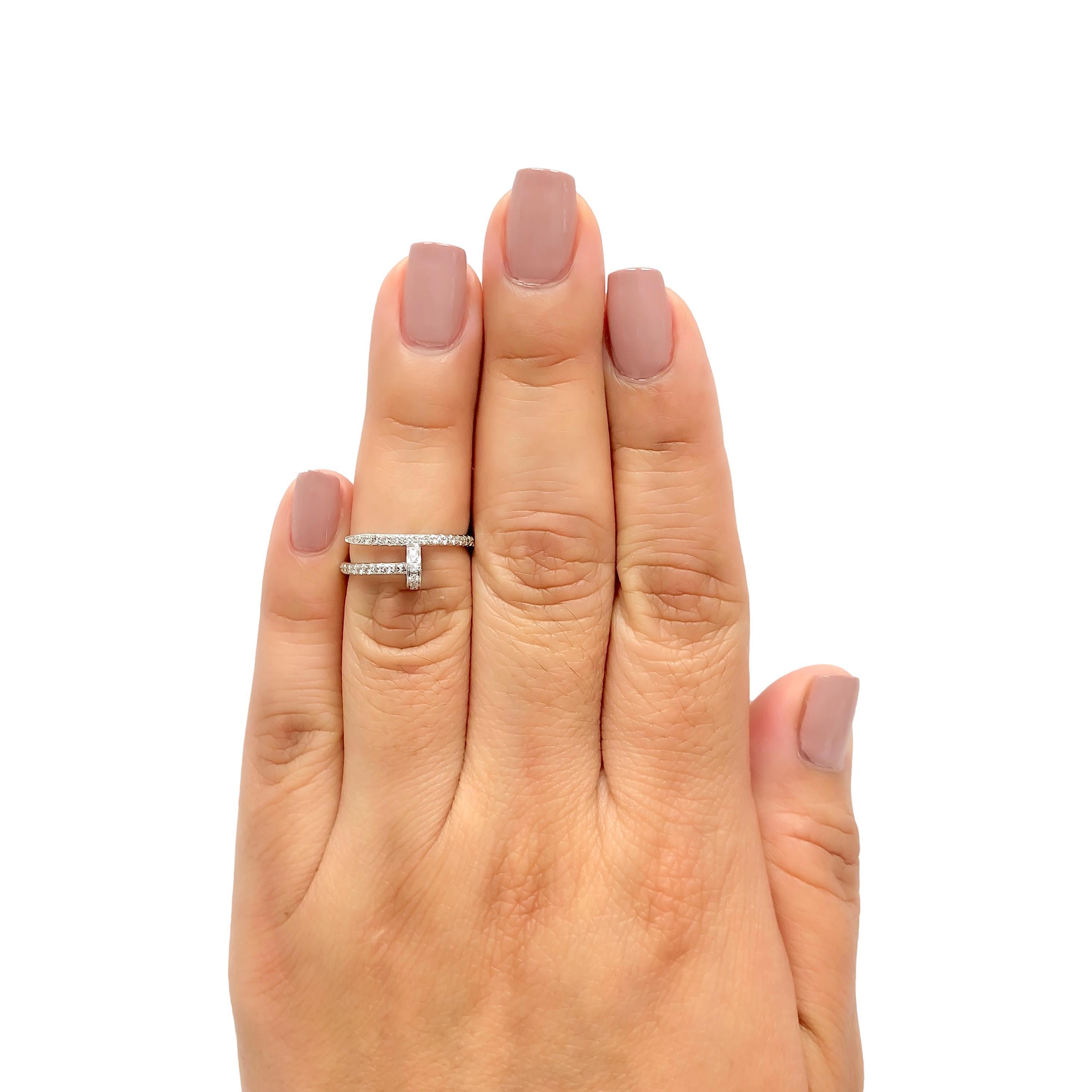 Women's Cartier Juste Un Clou 18K White Gold Pave Diamond Ring Size EU48/US4.5