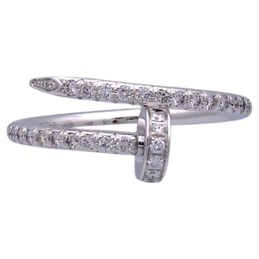 Cartier Juste Un Clou 18K White Gold Pave Diamond Ring Size EU48/US4.5 For Sale
