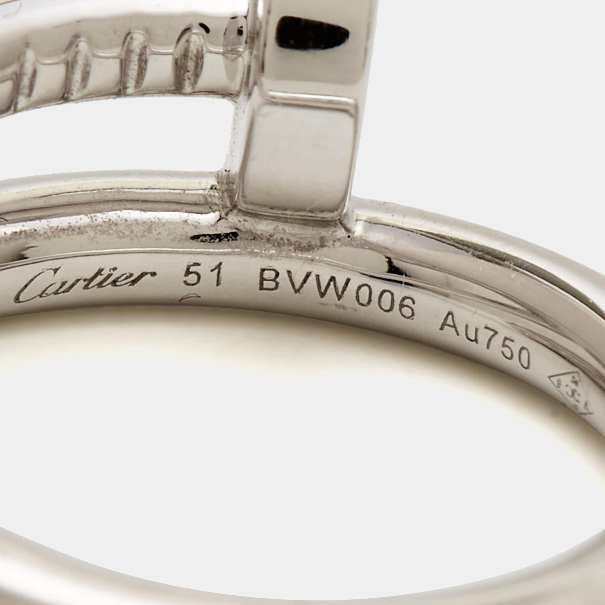 Cartier Juste un Clou 18K White Gold Ring Size 51 In Good Condition In Dubai, Al Qouz 2