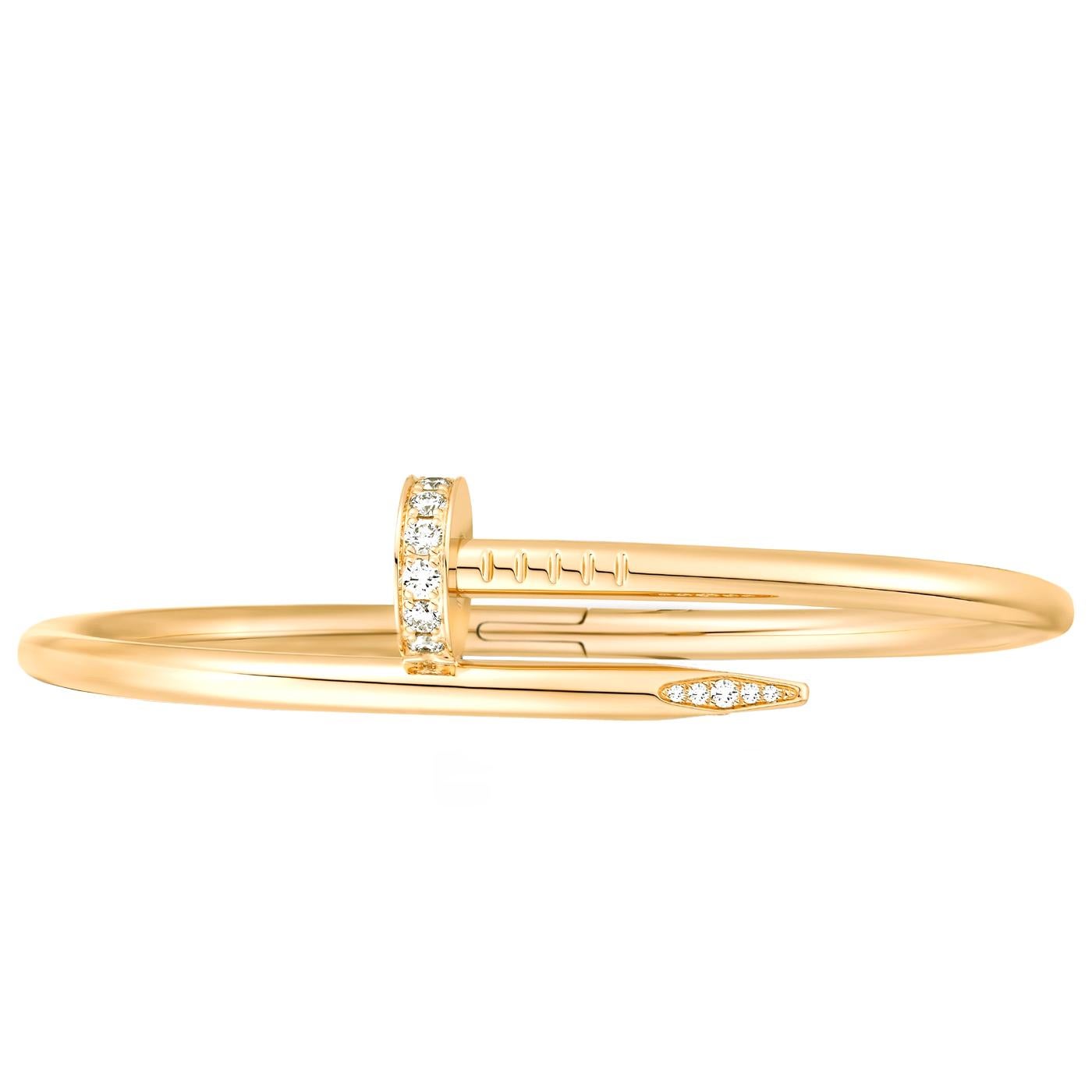 Brilliant Cut Cartier Juste Un Clou 18k Yellow Gold 0.58ct 32 Brilliant-Cut Diamonds Bracelet For Sale