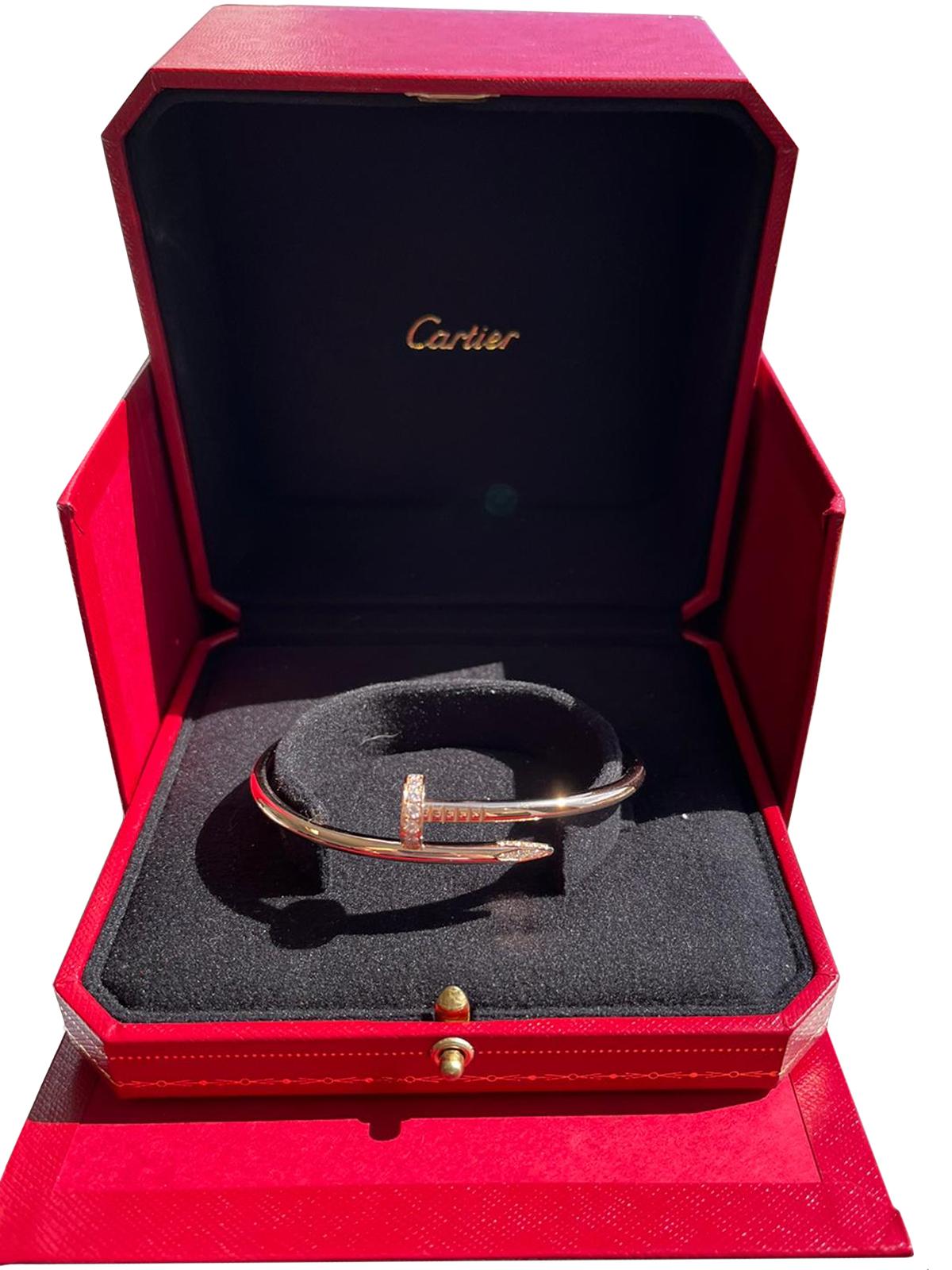 Women's Cartier Juste Un Clou 18k Yellow Gold 0.58ct 32 Brilliant-Cut Diamonds Bracelet For Sale