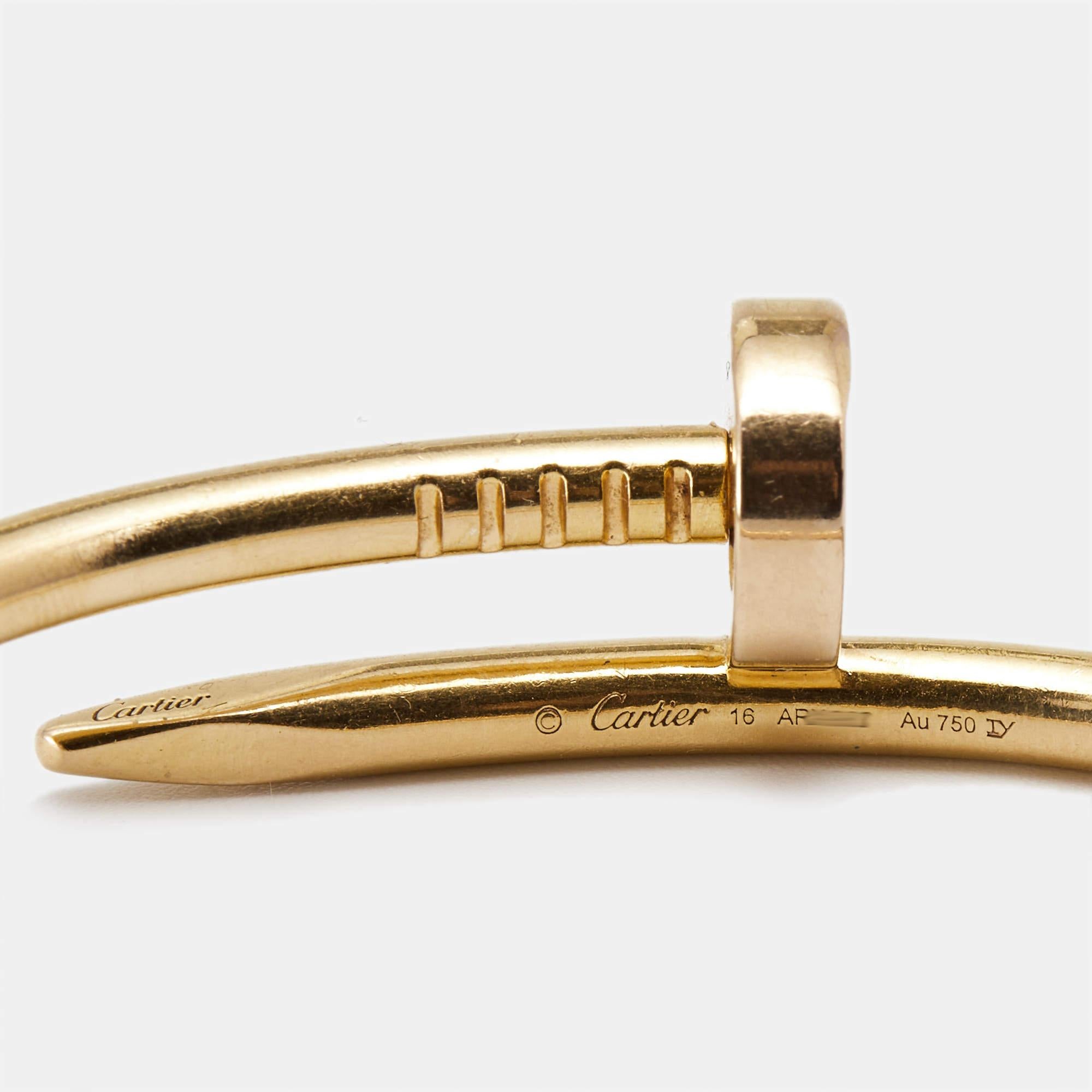 Aesthetic Movement Cartier Juste Un Clou 18k Yellow Gold Bracelet 16