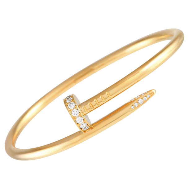 Cartier Juste Un Clou 18K Yellow Gold Diamond Bracelet Size 17 For Sale ...