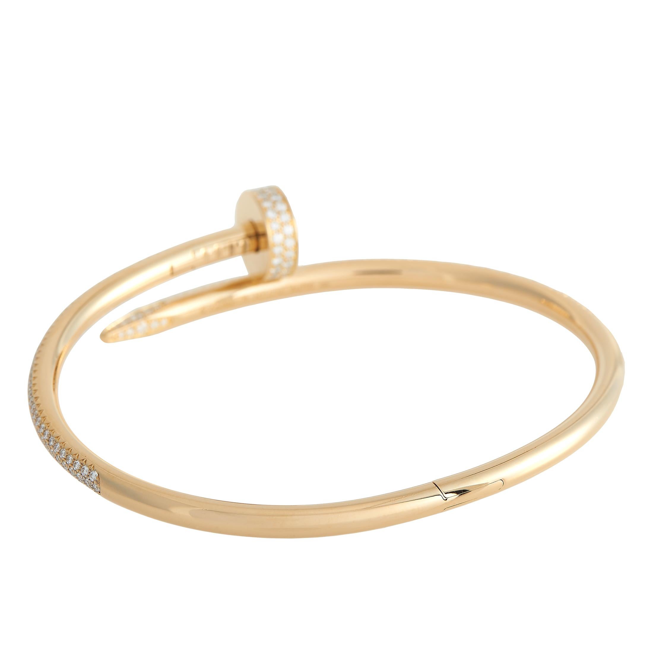Cartier Juste un Clou 18K Gelbgold Diamantarmband Größe 18 (Rundschliff)