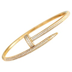 Cartier Juste un Clou 18K Yellow Gold Diamond Bracelet Size 18