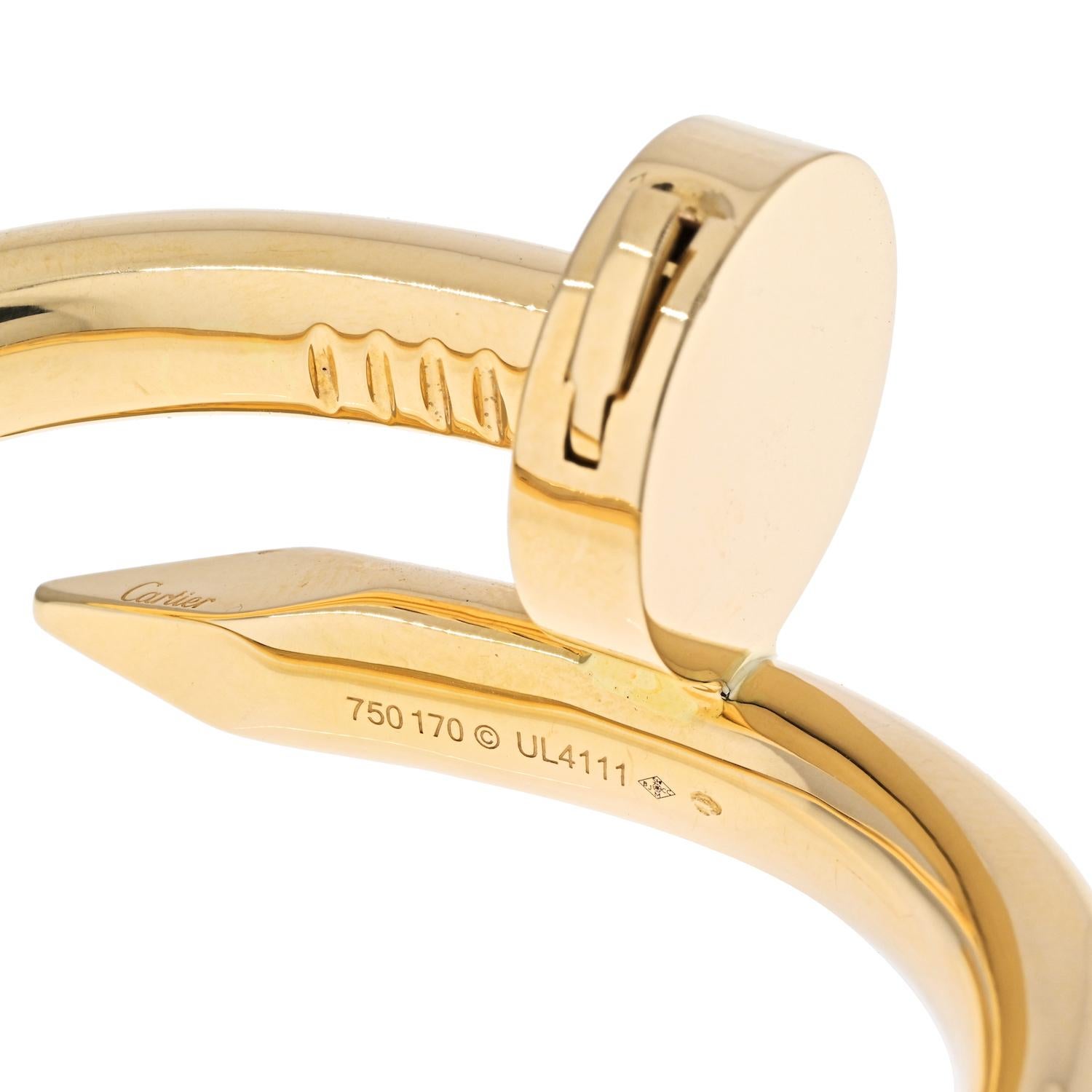 Cartier Juste un Clou 18K Yellow Gold Large Model Bracelet In Excellent Condition In New York, NY