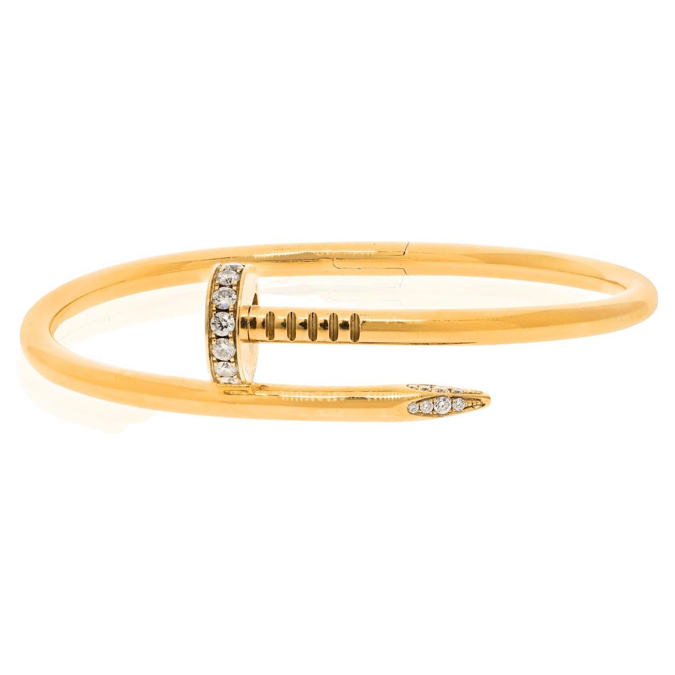 Cartier Juste Un Clou 18k Yellow Gold Diamond Nail Bracelet