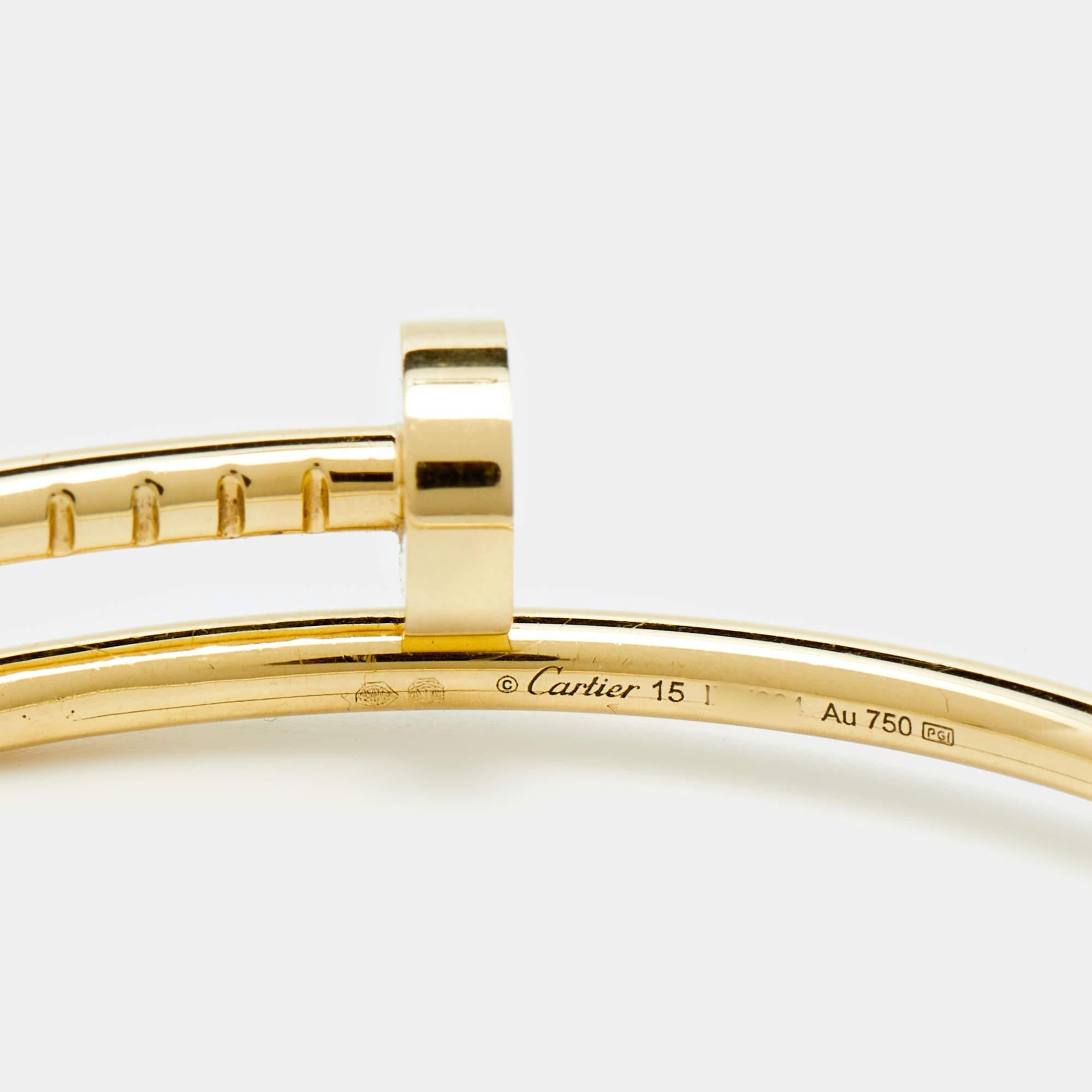 Contemporary Cartier Juste Un Clou 18k Yellow Gold Small Model Bracelet 15 For Sale
