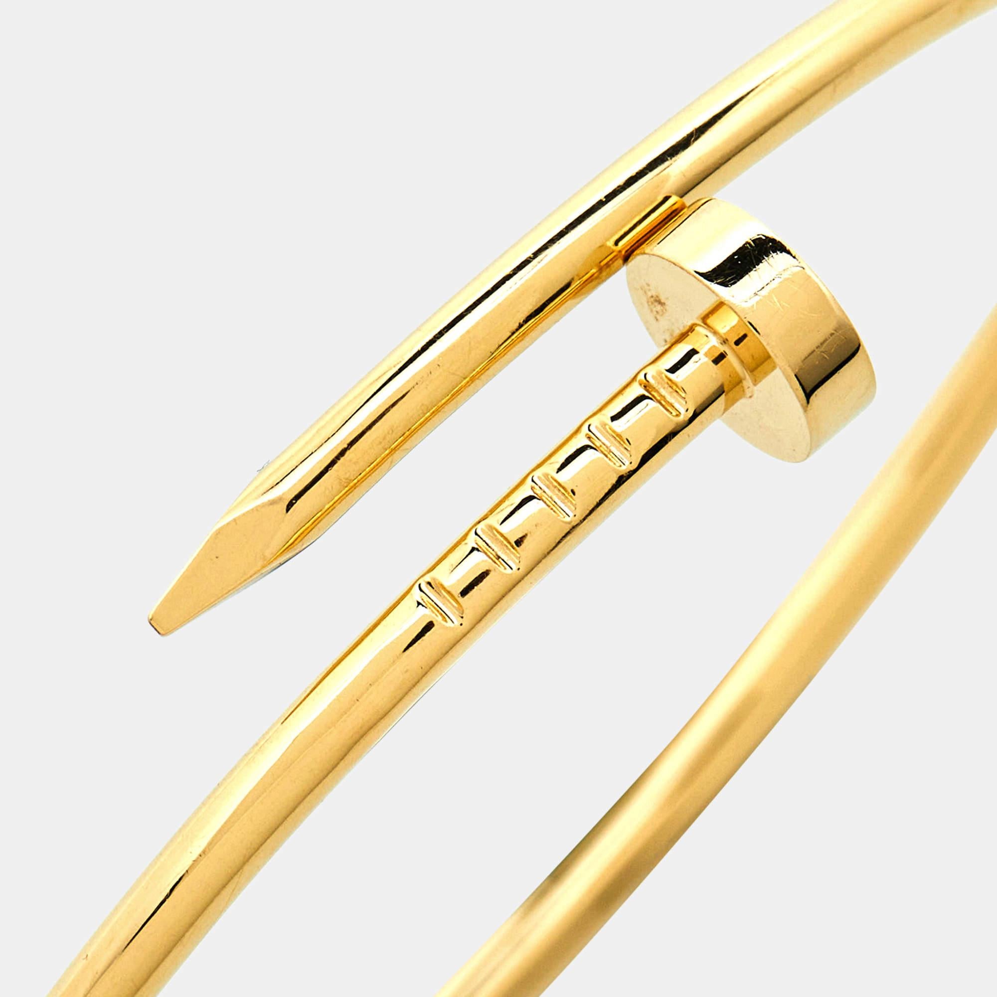 Women's Cartier Juste Un Clou 18k Yellow Gold Small Model Bracelet 15 For Sale