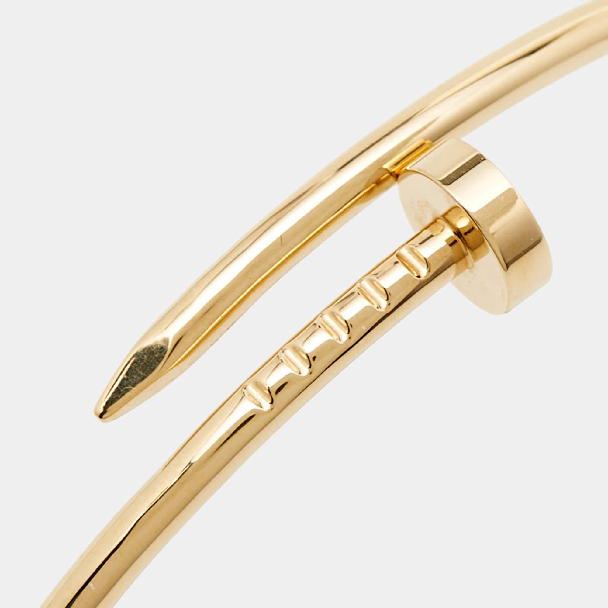 Cartier Juste Un Clou Bracelet petit modèle en or jaune 18k 16 Excellent état à Dubai, Al Qouz 2