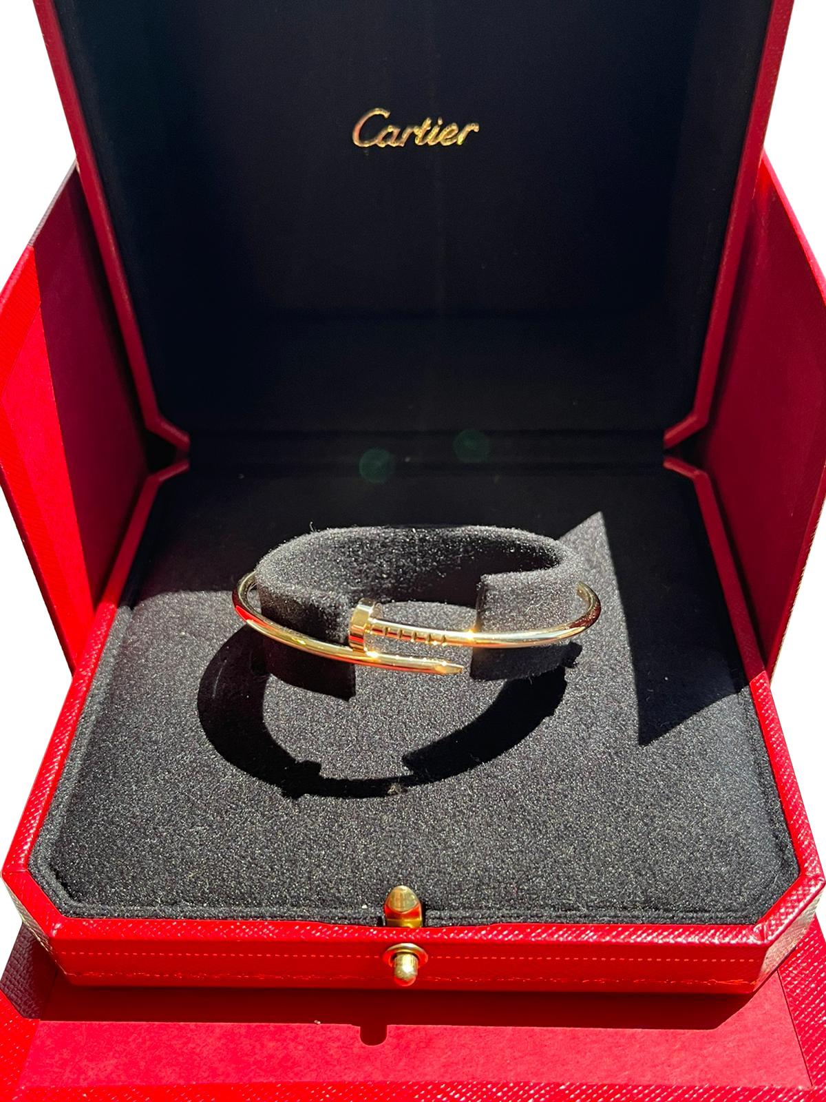 Cartier Juste Un Clou 18K Yellow Gold Small Model Size 16 Bracelet In New Condition In Aventura, FL